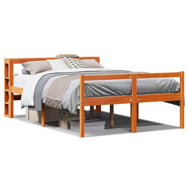 vidaXL Bett, Bettgestell mit Kopfteil ohne Matratze Wachsbraun 120x200 cm günstig online kaufen