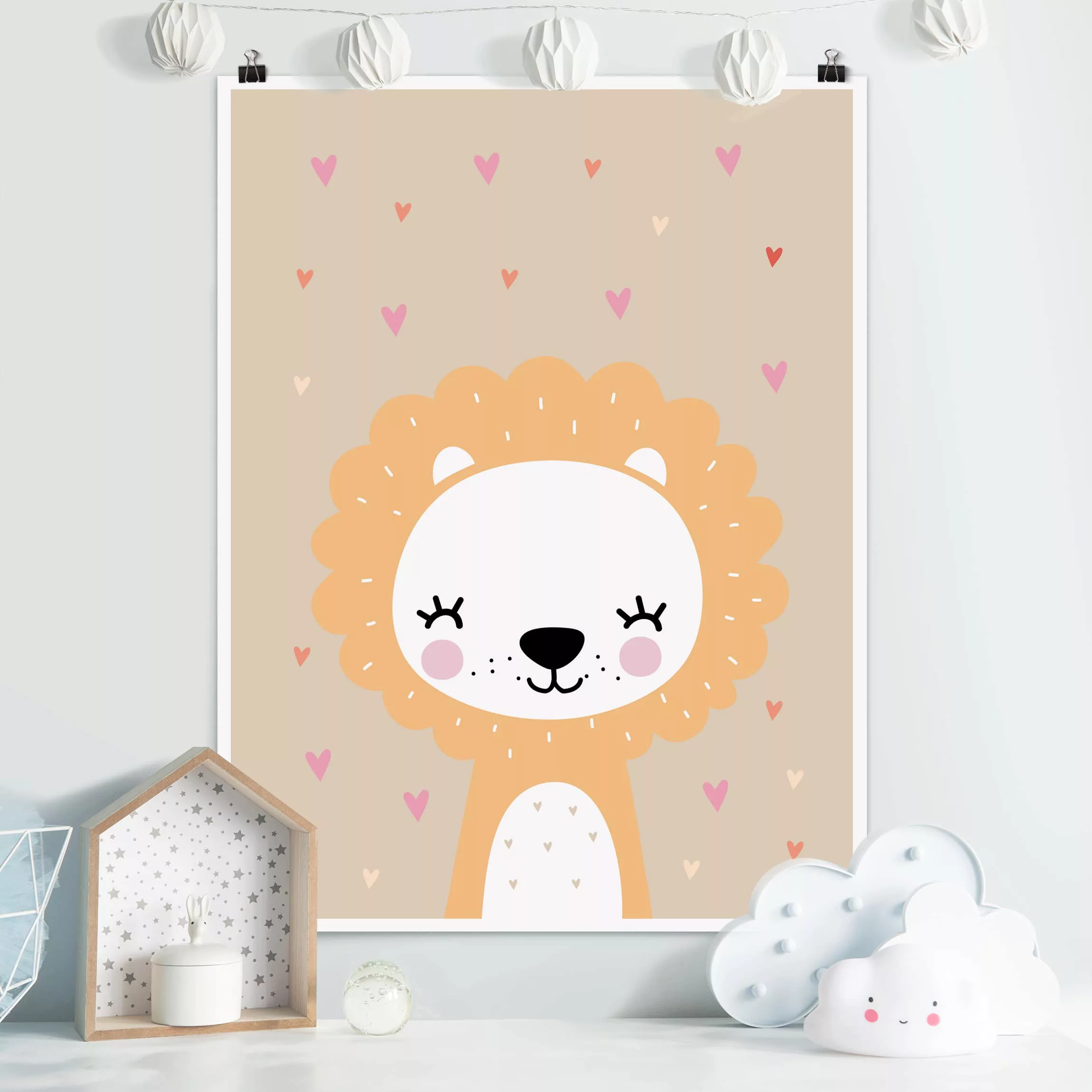 Poster Kinderzimmer - Hochformat Der liebe Löwe günstig online kaufen