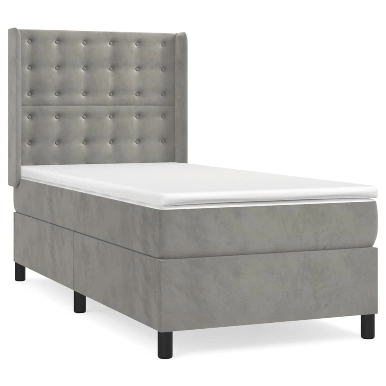 vidaXL Boxspringbett Boxspringbett mit Matratze Hellgrau 100x200 cm Samt Be günstig online kaufen