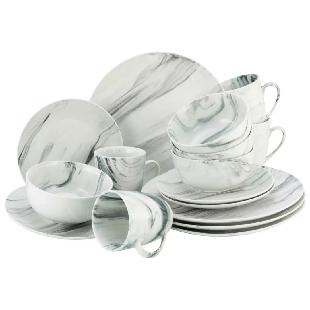 CreaTable Kombiservice »Geschirr-Set Marmor«, (Set, 16 tlg., Kaffeeservice günstig online kaufen