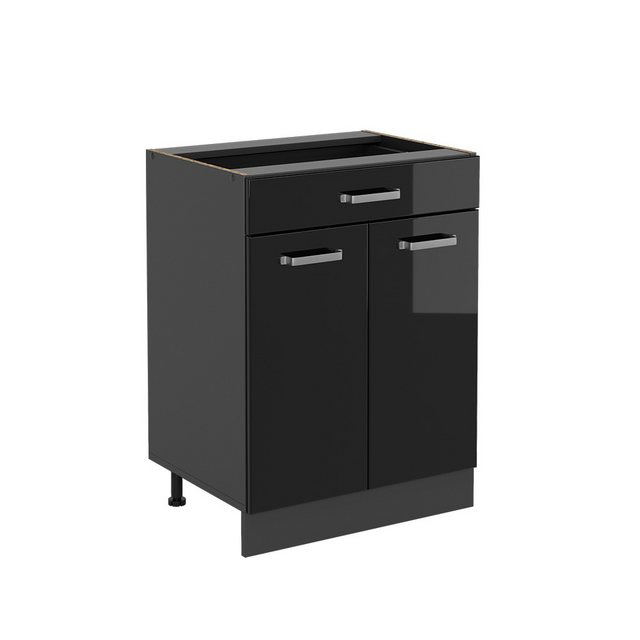 Vicco Unterschrank R-Line, Schwarz Hochglanz/Anthrazit, 60 cm, AP Eiche günstig online kaufen