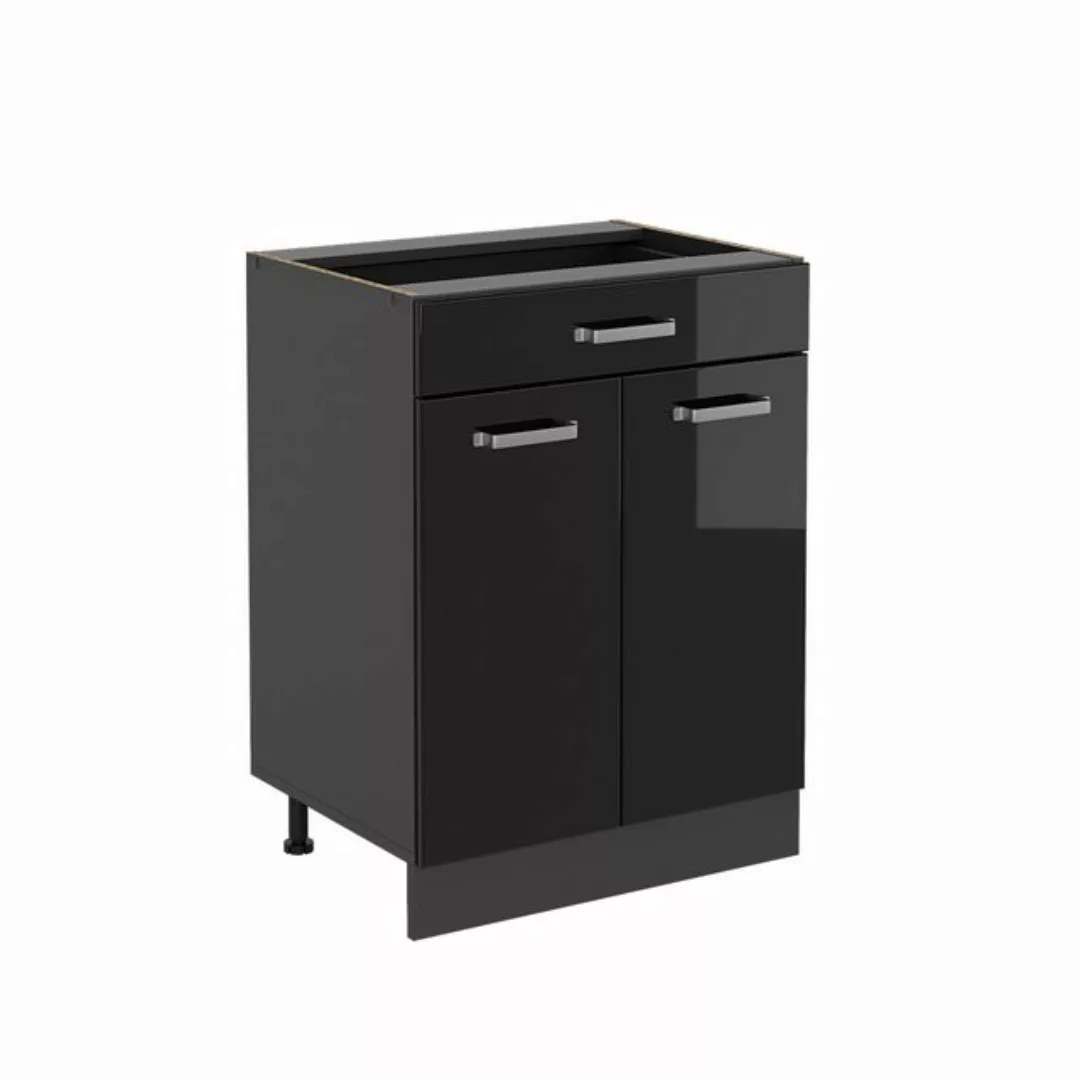 Vicco Unterschrank R-Line Schwarz Hochglanz/Anthrazit 60cm, Schublade, ohne günstig online kaufen