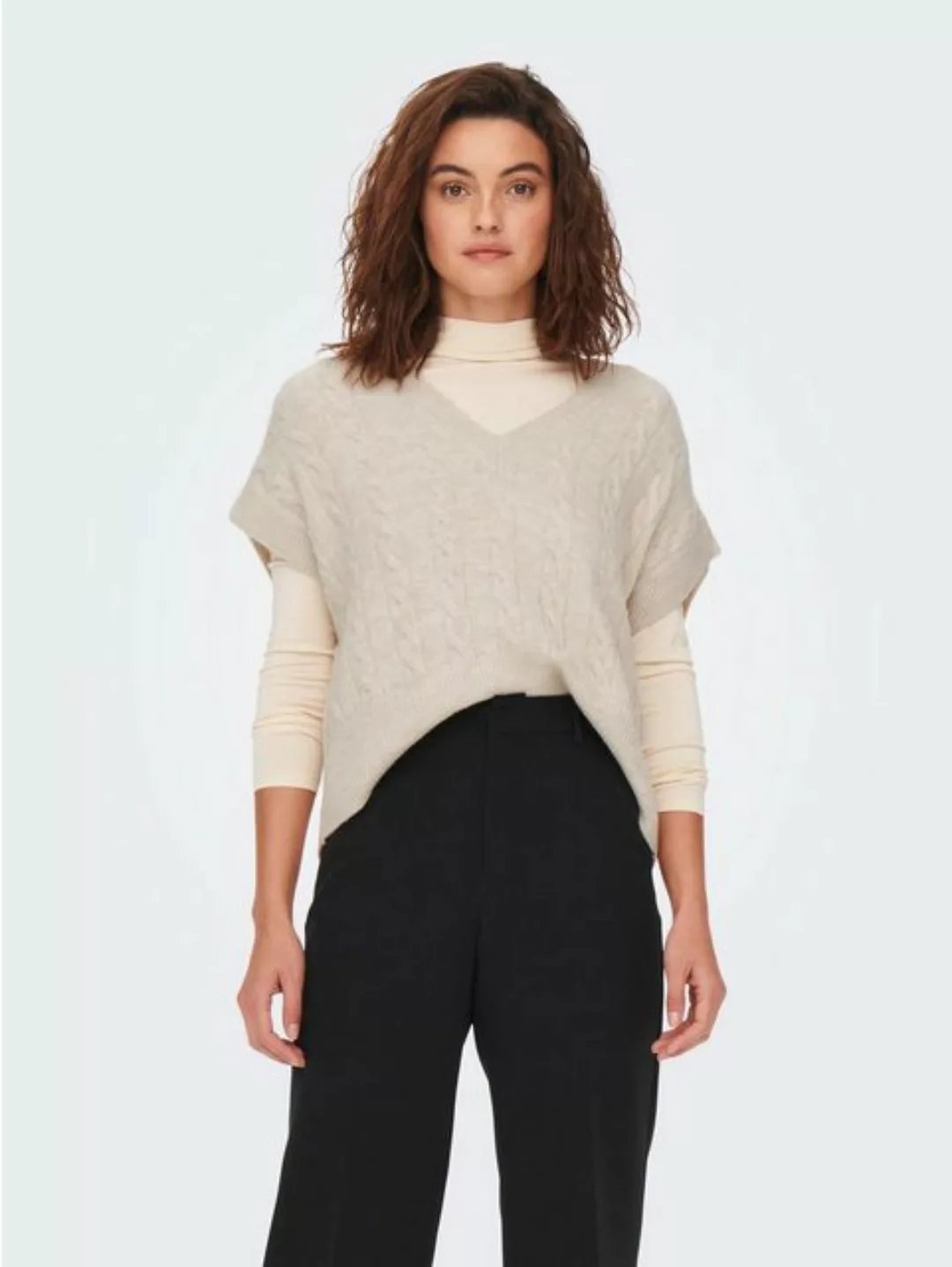 ONLY Strickpullover Strick Pullunder V-Neck Pullover ONLMELODY 6380 in Brau günstig online kaufen