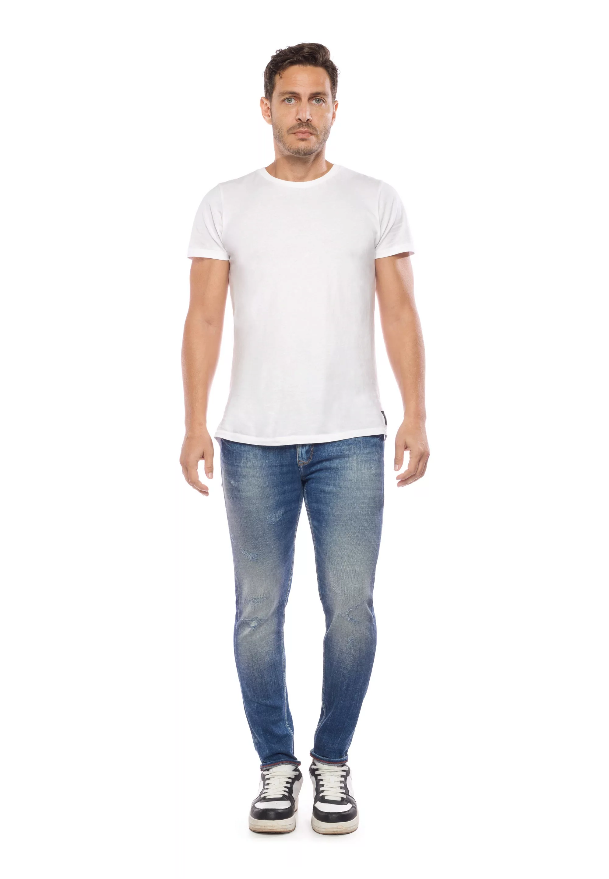 Le Temps Des Cerises Slim-fit-Jeans im lässigen Used-Look günstig online kaufen