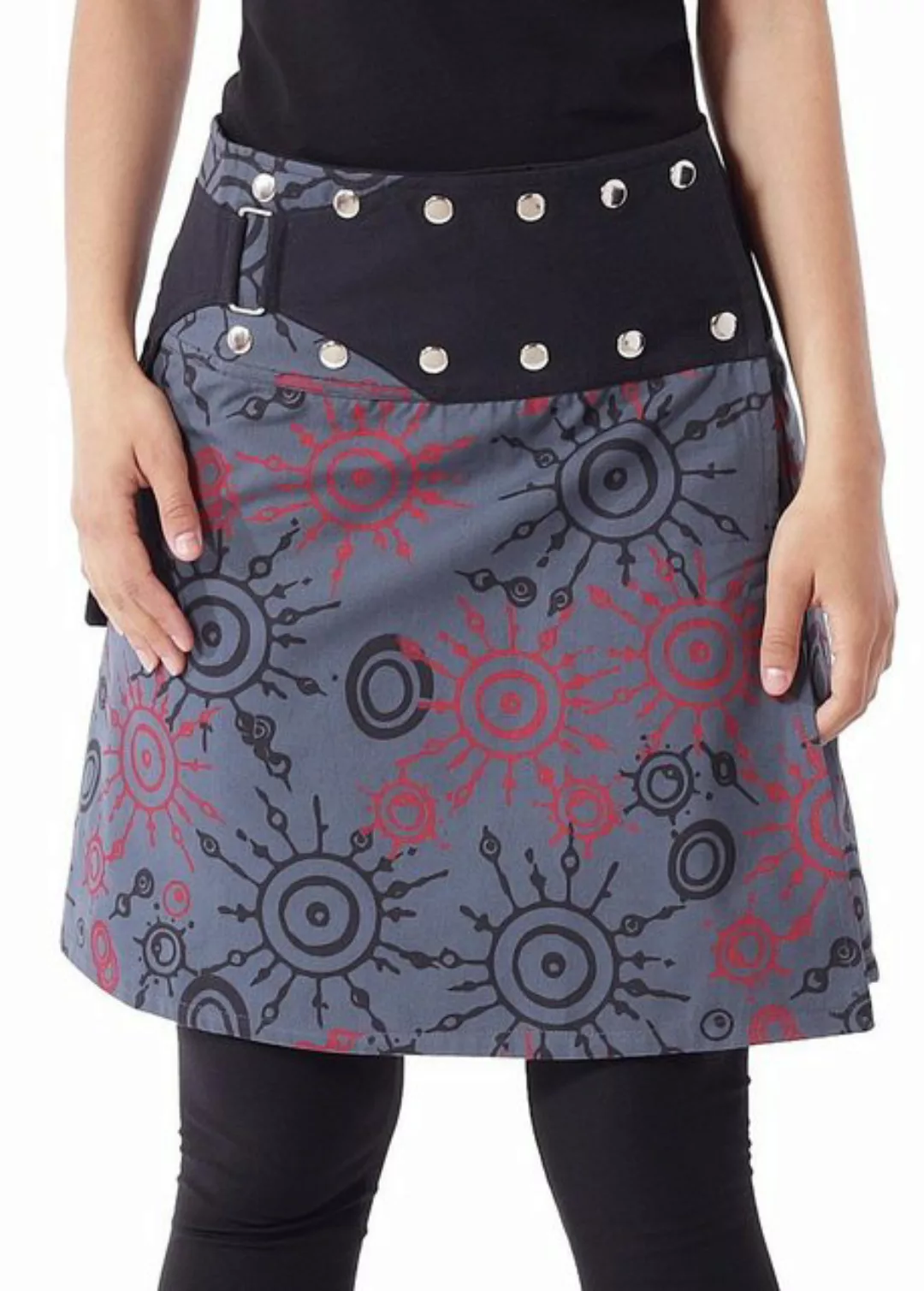 PUREWONDER Wickelrock Damen Rock mit auffälligem Muster und Tasche sk174 Ba günstig online kaufen