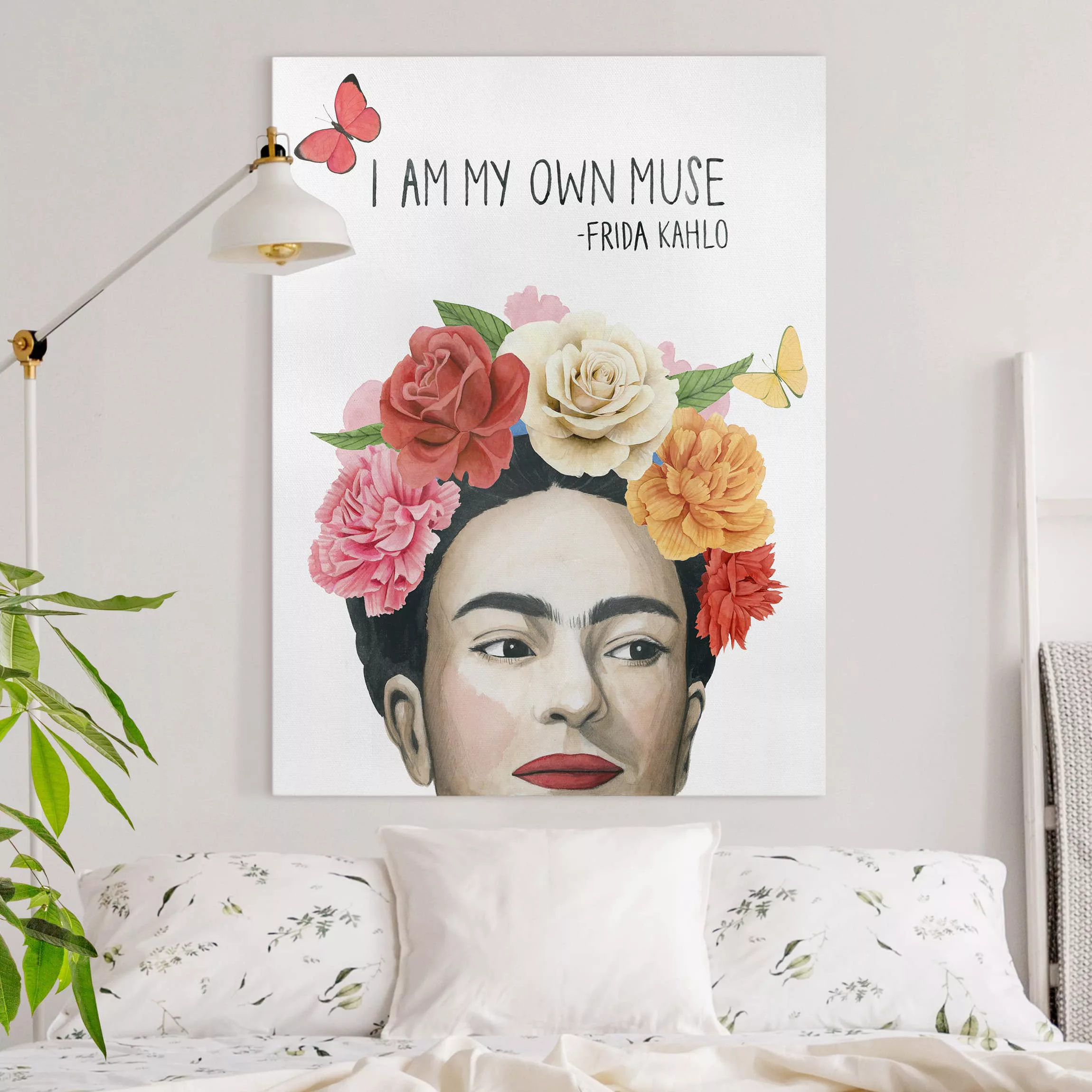 Leinwandbild Spruch - Hochformat Fridas Gedanken - Muse günstig online kaufen