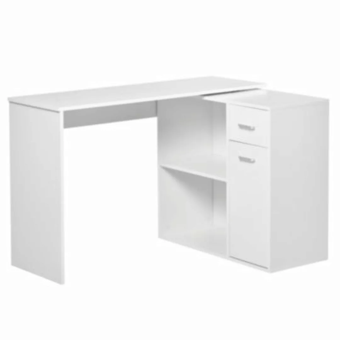 HOMCOM Schreibtisch L-Form, drehbares, platzsparendes 180-Grad-Desig weiß günstig online kaufen