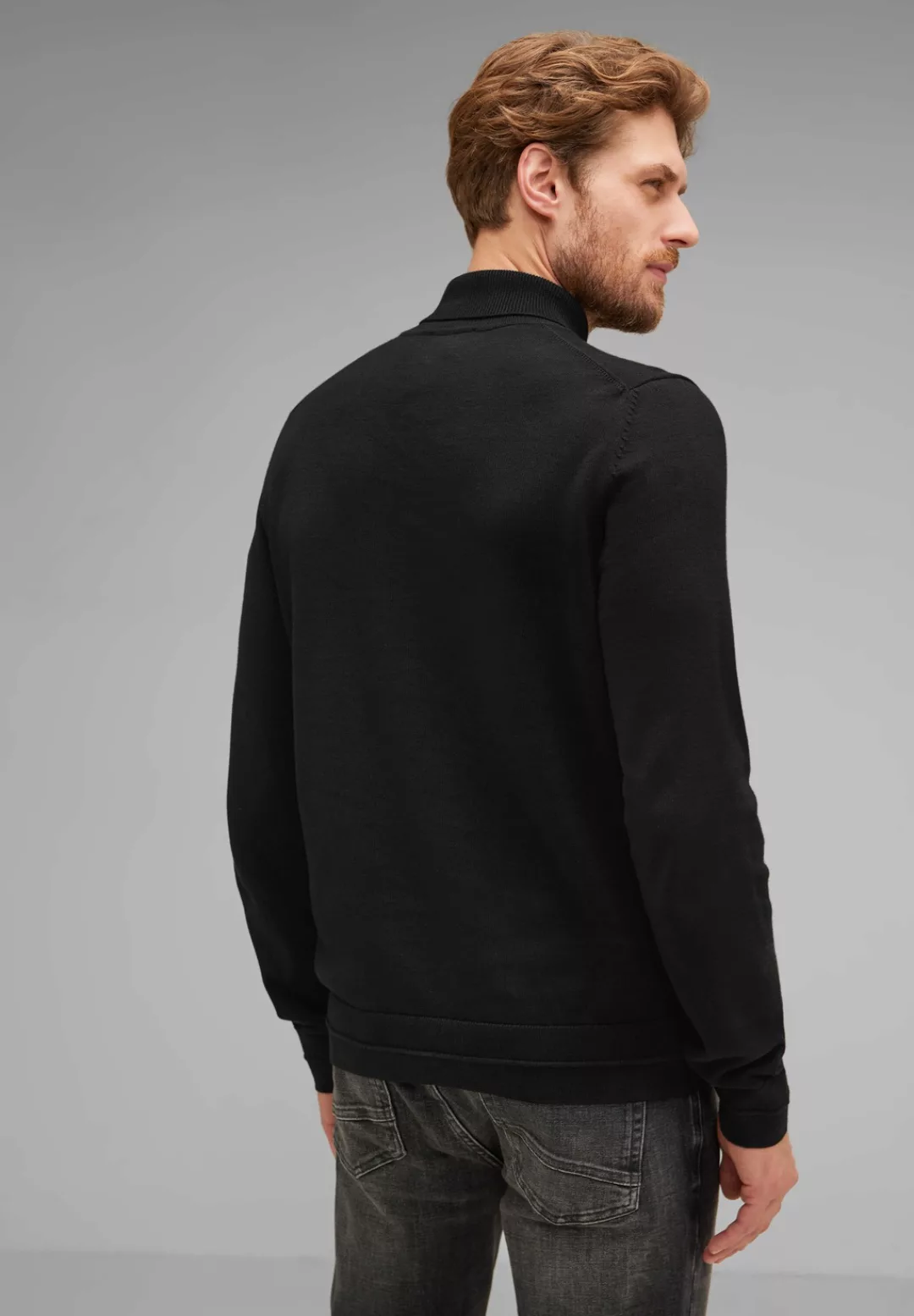 STREET ONE MEN Stehkragenpullover, in Melange Optik günstig online kaufen