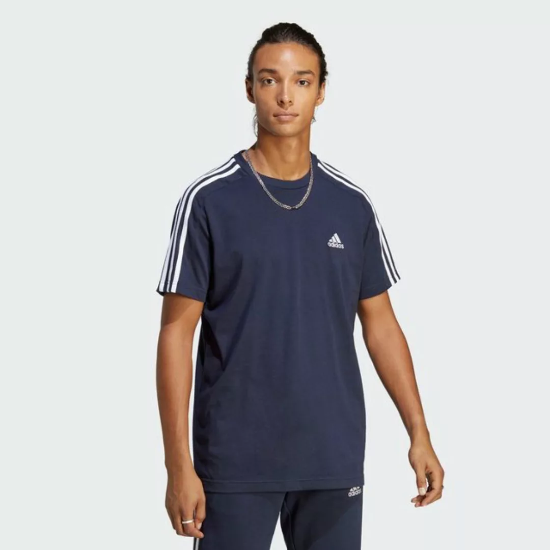 adidas Sportswear Kurzarmshirt 3 Streifen SJ Herren Relax- T-Shirt blau/wei günstig online kaufen