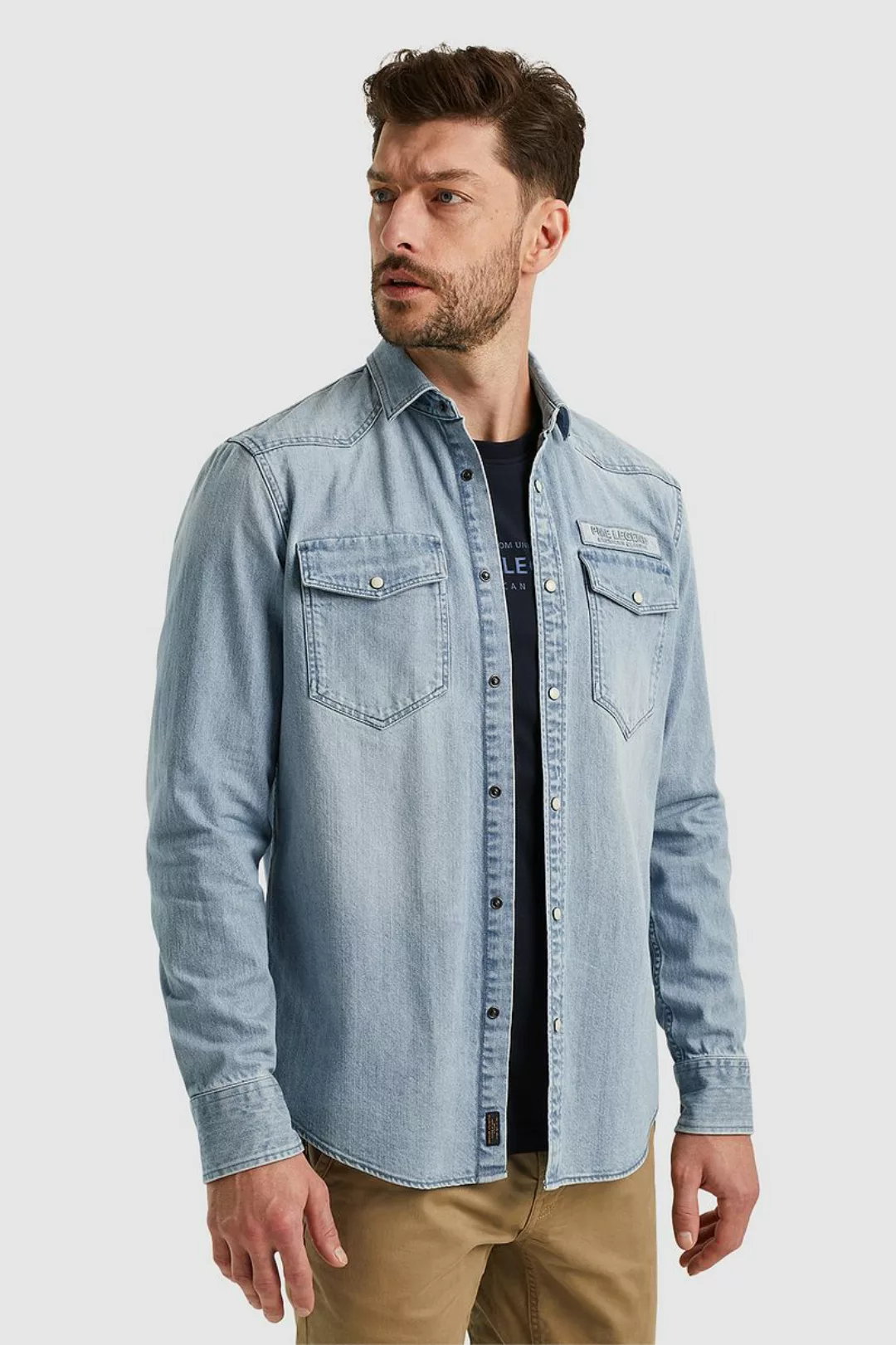 PME LEGEND Jeanshemd -  Long Sleeve Shirt Bleach Indigo Denim günstig online kaufen