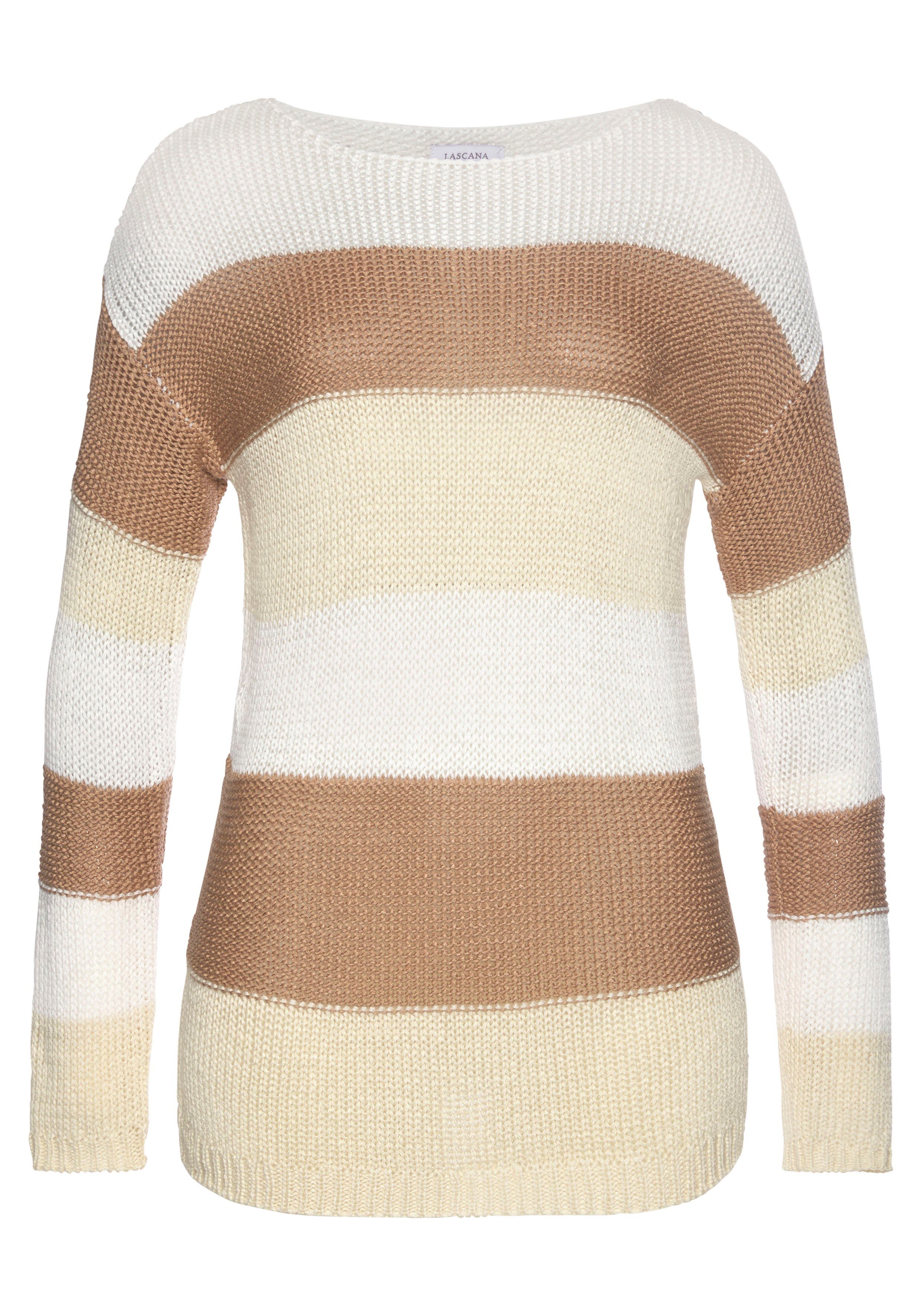 LASCANA Streifenpullover mit überschnittenen Schultern, Strickpullover, günstig online kaufen