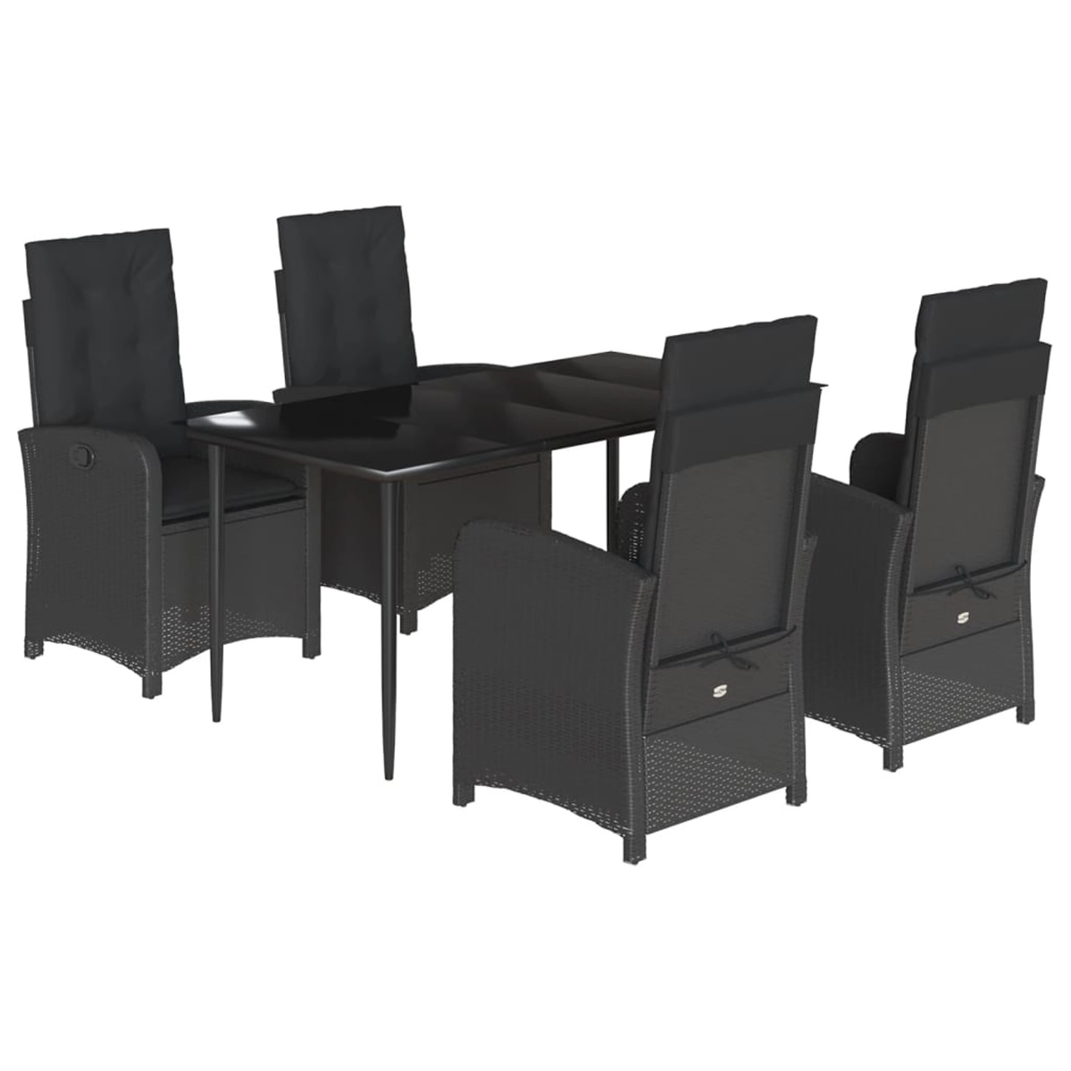 vidaXL 5-Tlg Garten-Essgruppe mit Kissen Schwarz Poly Rattan 3212314 günstig online kaufen