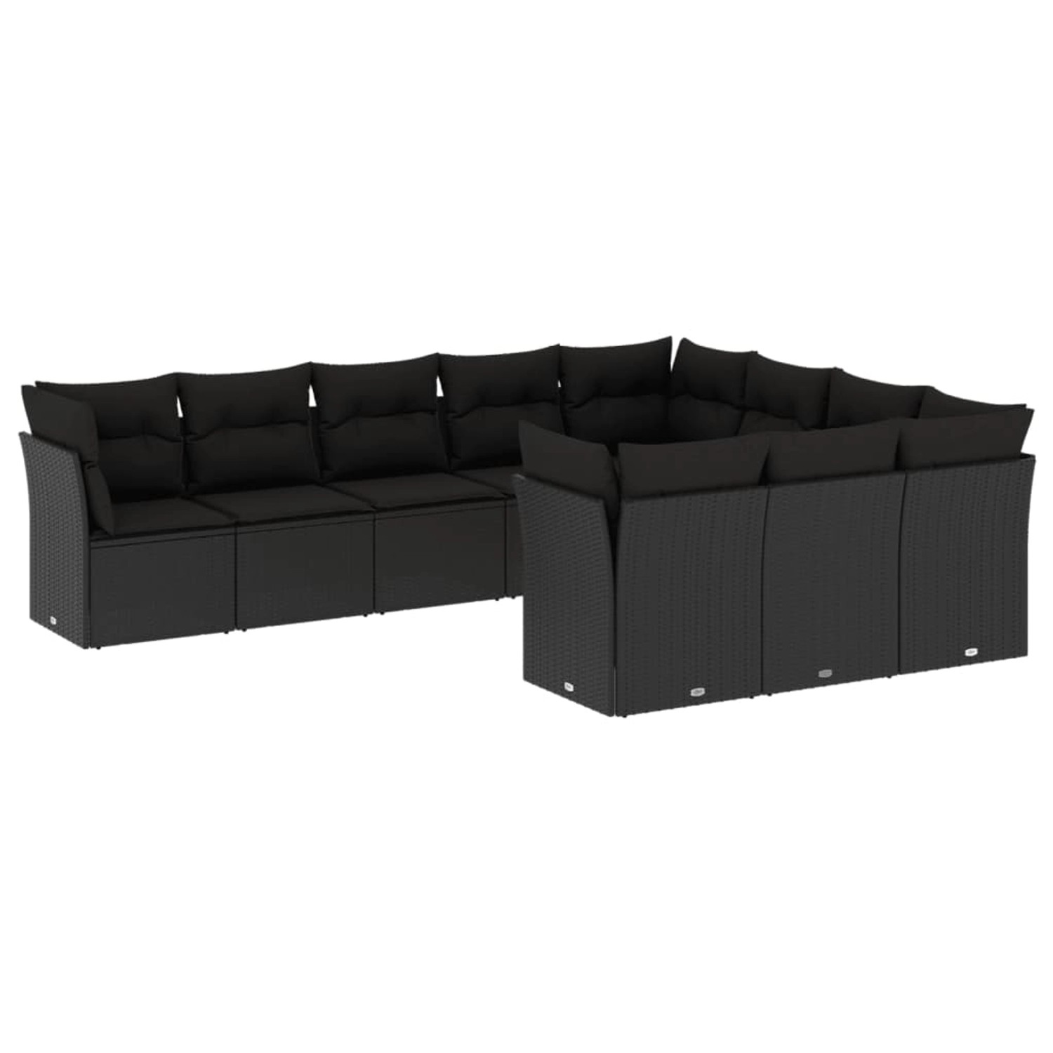 vidaXL 10-tlg Garten-Sofagarnitur mit Kissen Schwarz Poly Rattan Modell 17 günstig online kaufen