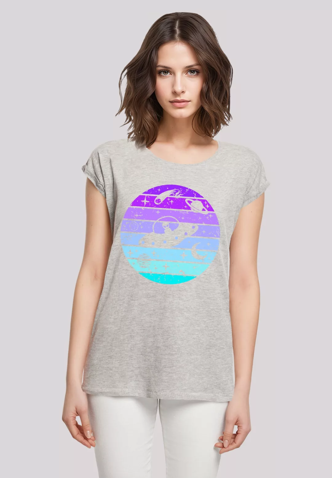 F4NT4STIC T-Shirt "Retro Alien Weltraum Sonnenuntergang", Premium Qualität günstig online kaufen