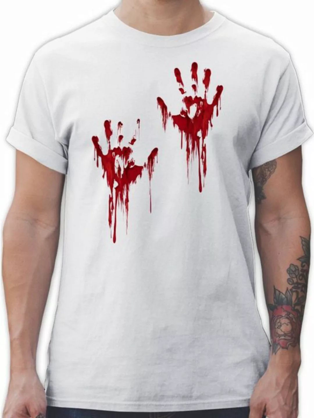 Shirtracer T-Shirt Blutige Hände Blut Handabdruck Blutverschmiert Blutiges günstig online kaufen