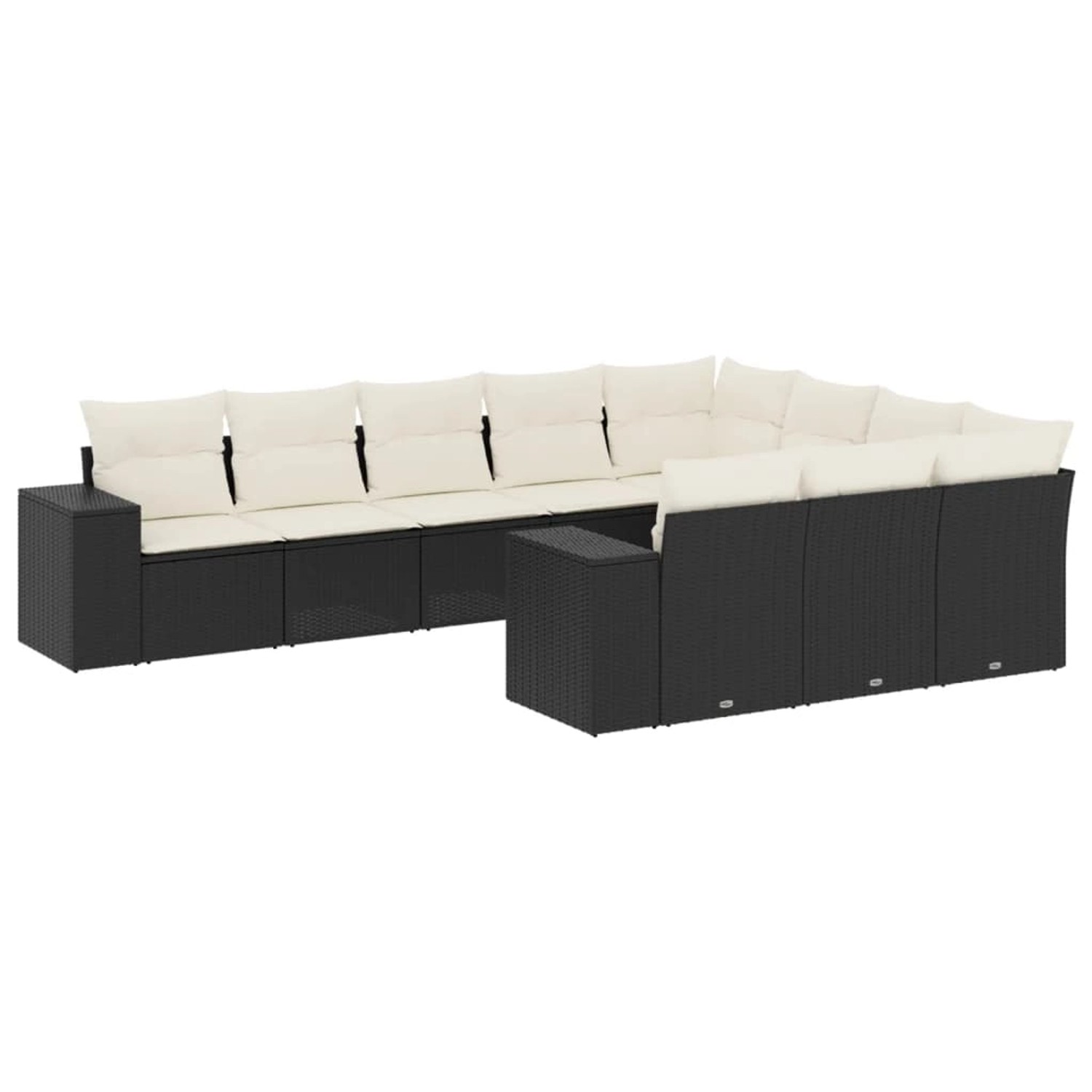 vidaXL 10-Tlg Garten-Sofagarnitur mit Kissen Schwarz Poly Rattan 3255423 günstig online kaufen