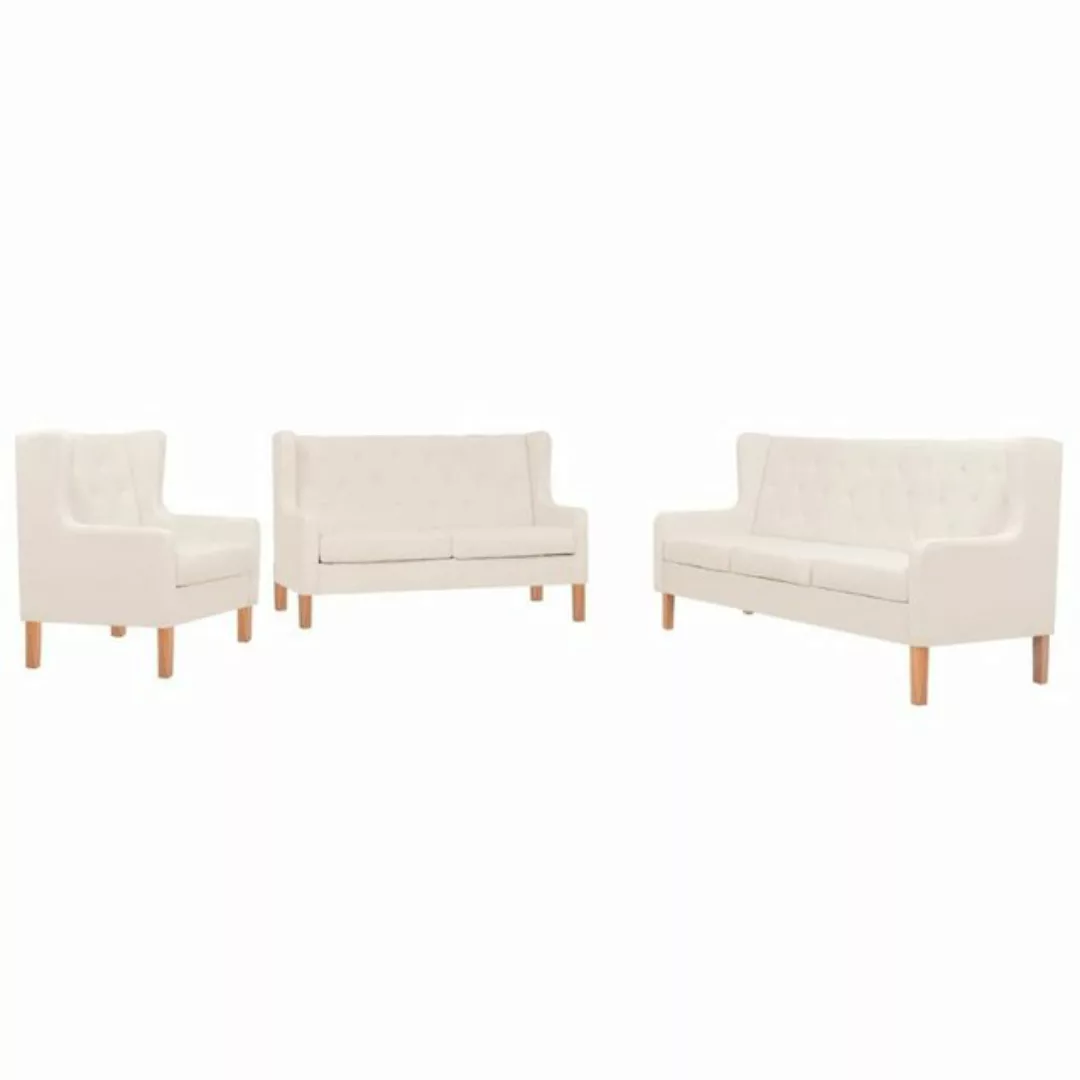 vidaXL Sofa 3-tlg. Sofa-Set Stoff Cremeweiß günstig online kaufen