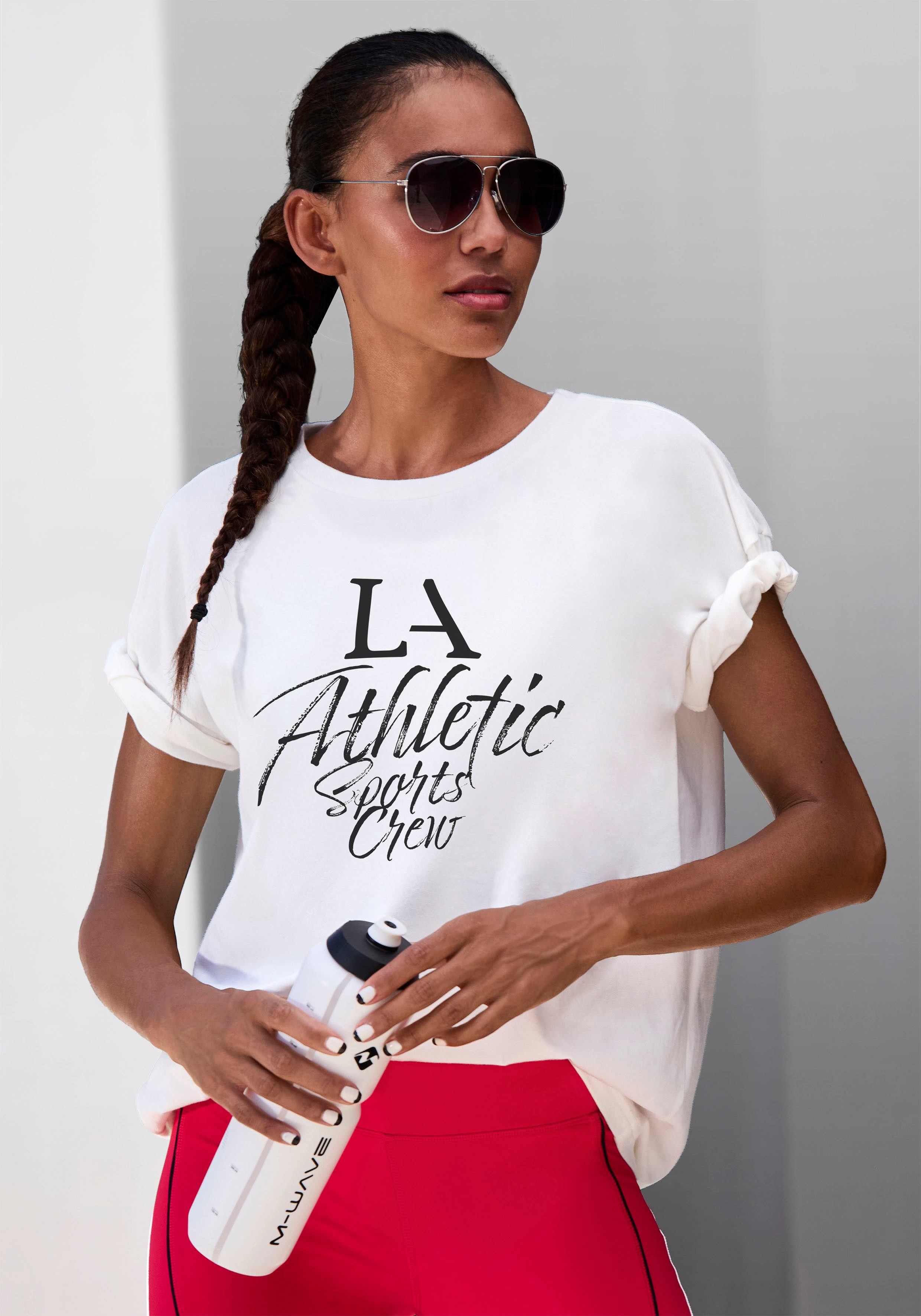LASCANA ACTIVE T-Shirt, im Oversize-Schnitt mit sportlichem Schriftzug günstig online kaufen