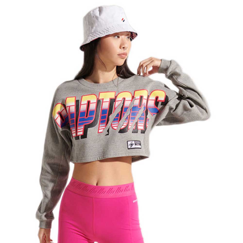 Superdry Franchise Cropped Batwing Crew Sweatshirt M Grey Slub Grindle günstig online kaufen