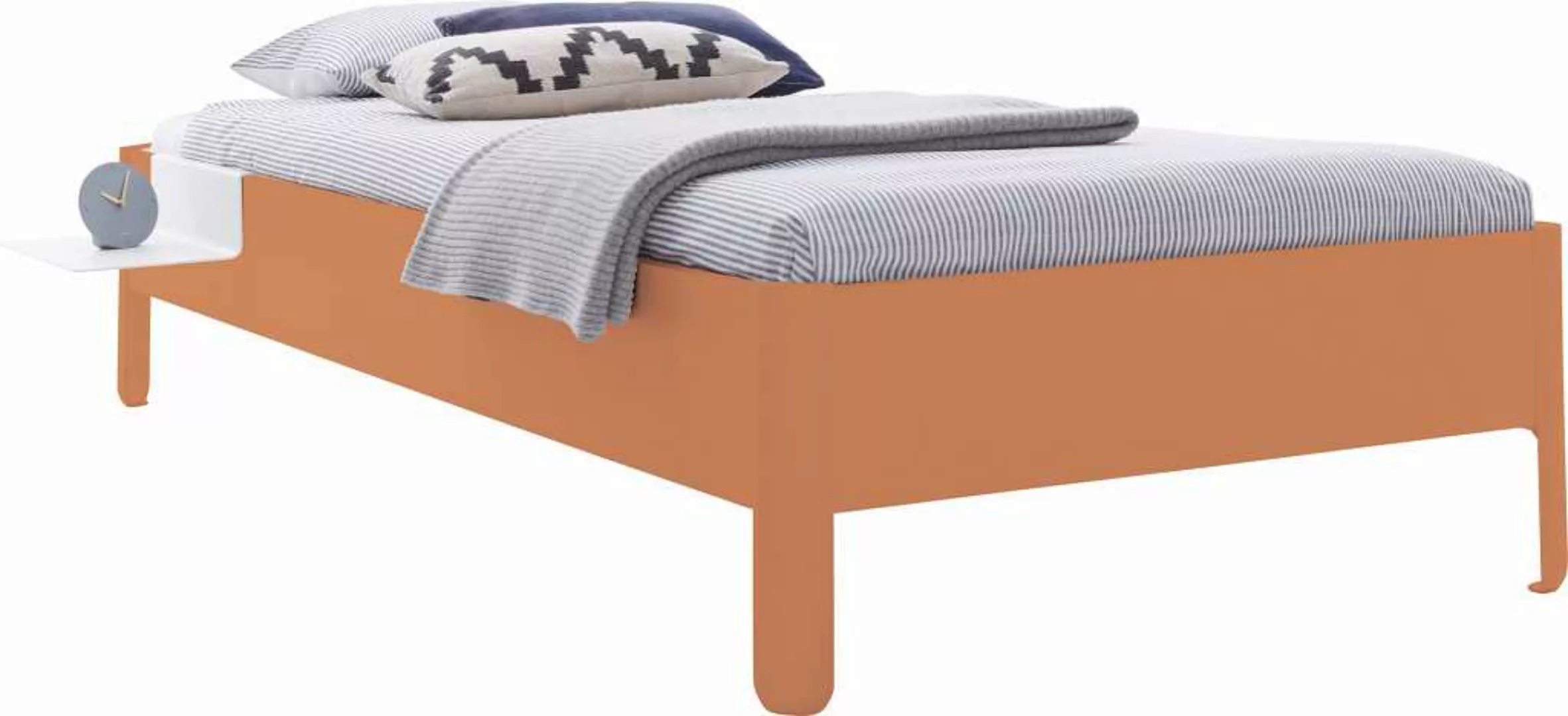 NAIT Einzelbett farbig lackiert 90 x 220cm Ohne Kopfteil Apricotbraun günstig online kaufen