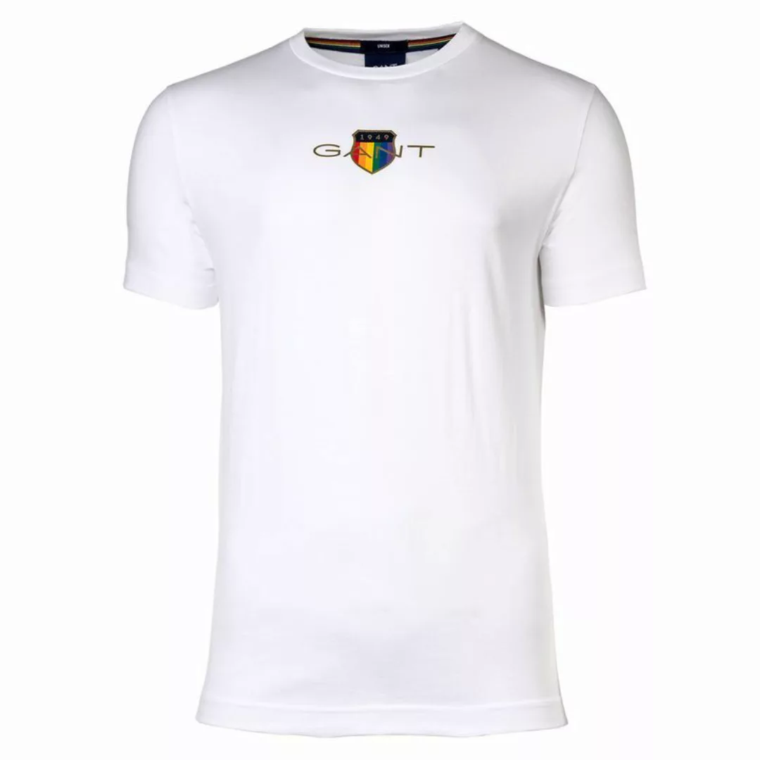 GANT Herren T-Shirt - PRIDE., Rundhals, Baumwolle, kurzarm Weiß 2XL günstig online kaufen