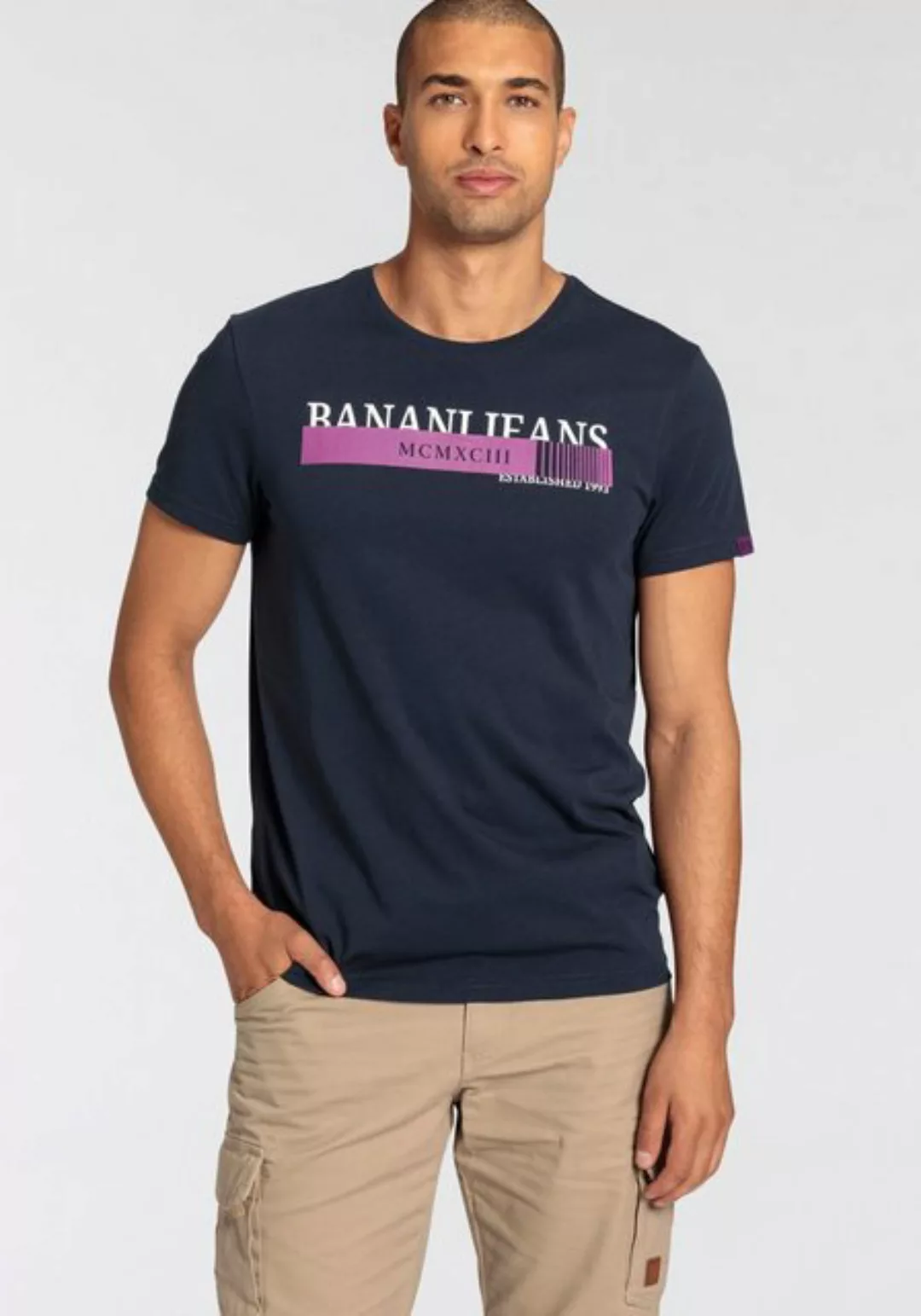 Bruno Banani T-Shirt, kurze Ärmel, schmale Passform, bedruckt, Rundhalsauss günstig online kaufen