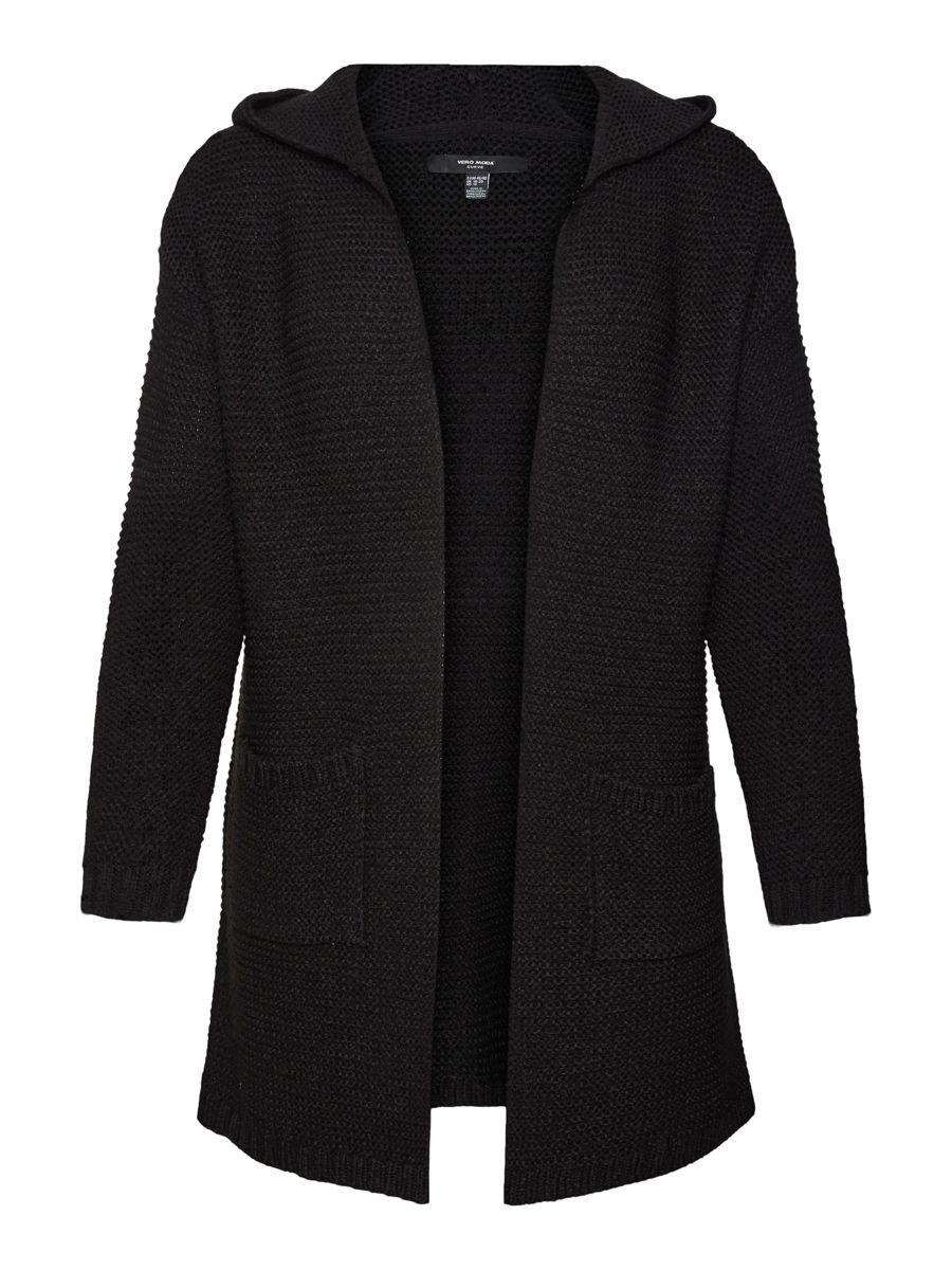 VERO MODA Longline Kapuzen Strickjacke Damen Schwarz günstig online kaufen