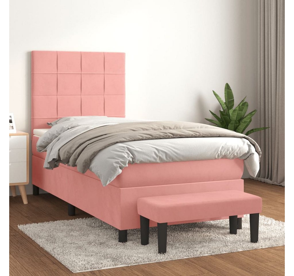 vidaXL Boxspringbett mit Matratze Rosa 100x200 cm Samt1466465 günstig online kaufen