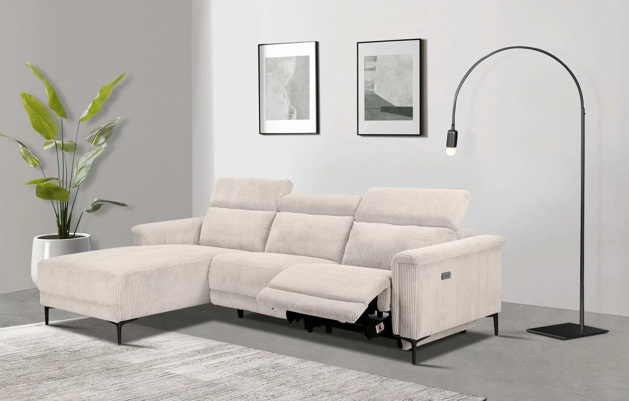 Home affaire Ecksofa "Lund in Cord, L-Form, 261 cm, manuelle und elektr. Re günstig online kaufen