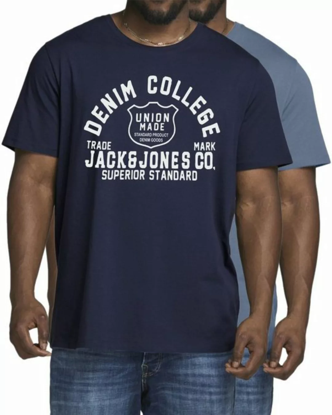 Jack & Jones Print-Shirt (2er-Pack) in Unifarben, aus Baumwolle günstig online kaufen