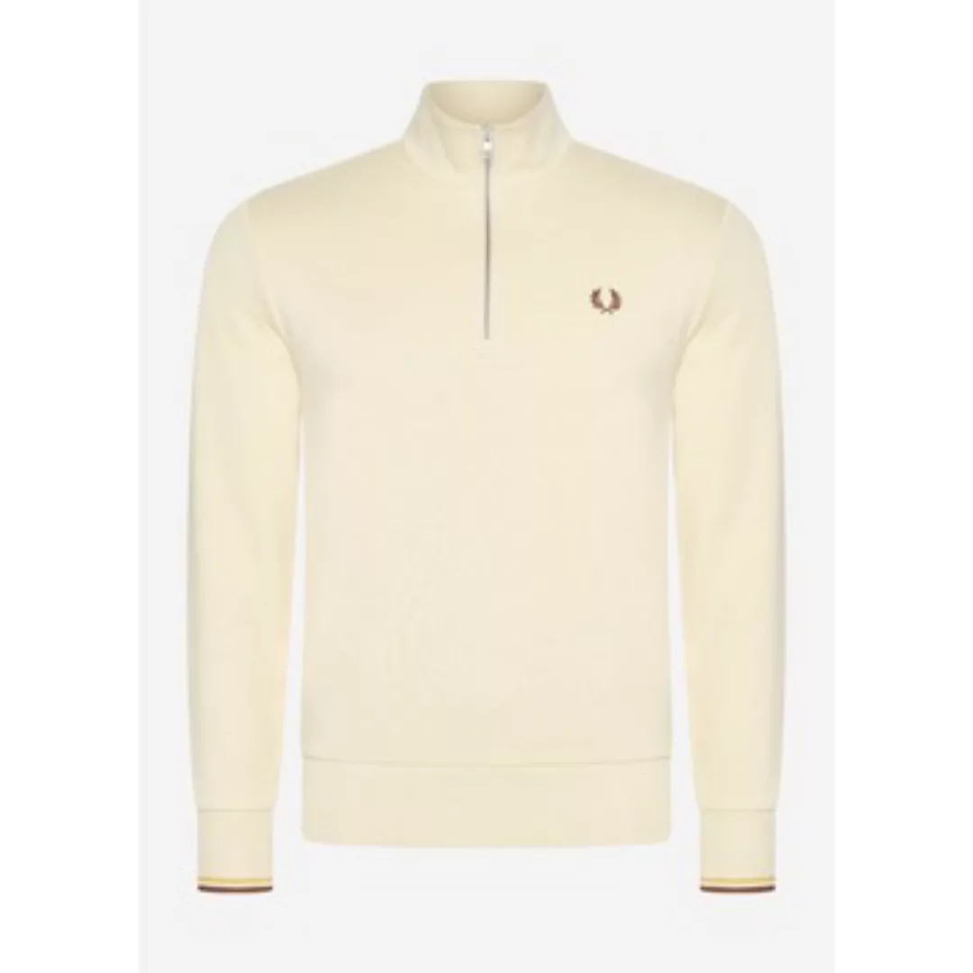 Fred Perry  Pullover Sweatshirt mit halbem Reißverschluss – Haferflocken-Wh günstig online kaufen