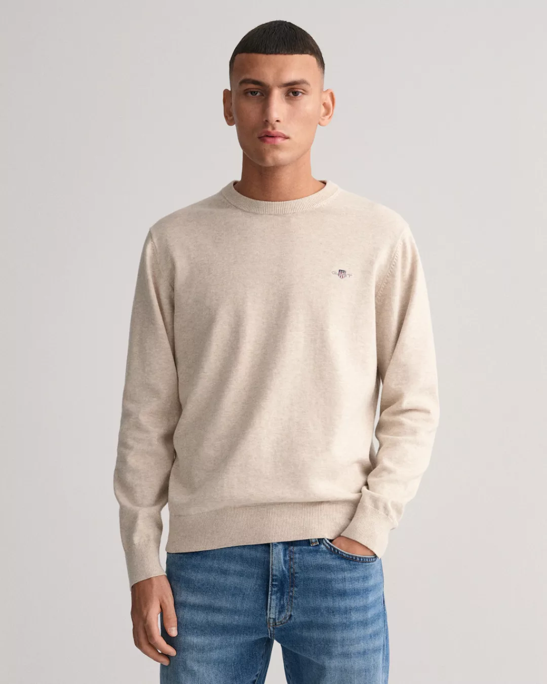 Gant Rundhalspullover "CLASSIC COTTON C-NECK", Premium Strickpullver aus we günstig online kaufen