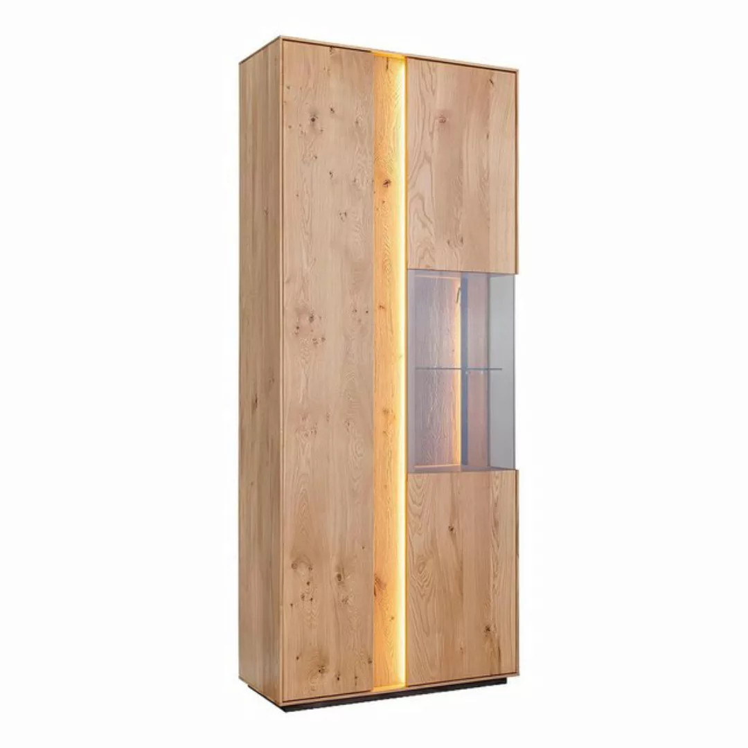 Xlmoebel Vitrine Neu LED-Glasvitrine aus braunem Holz für das Wohnzimmer (V günstig online kaufen