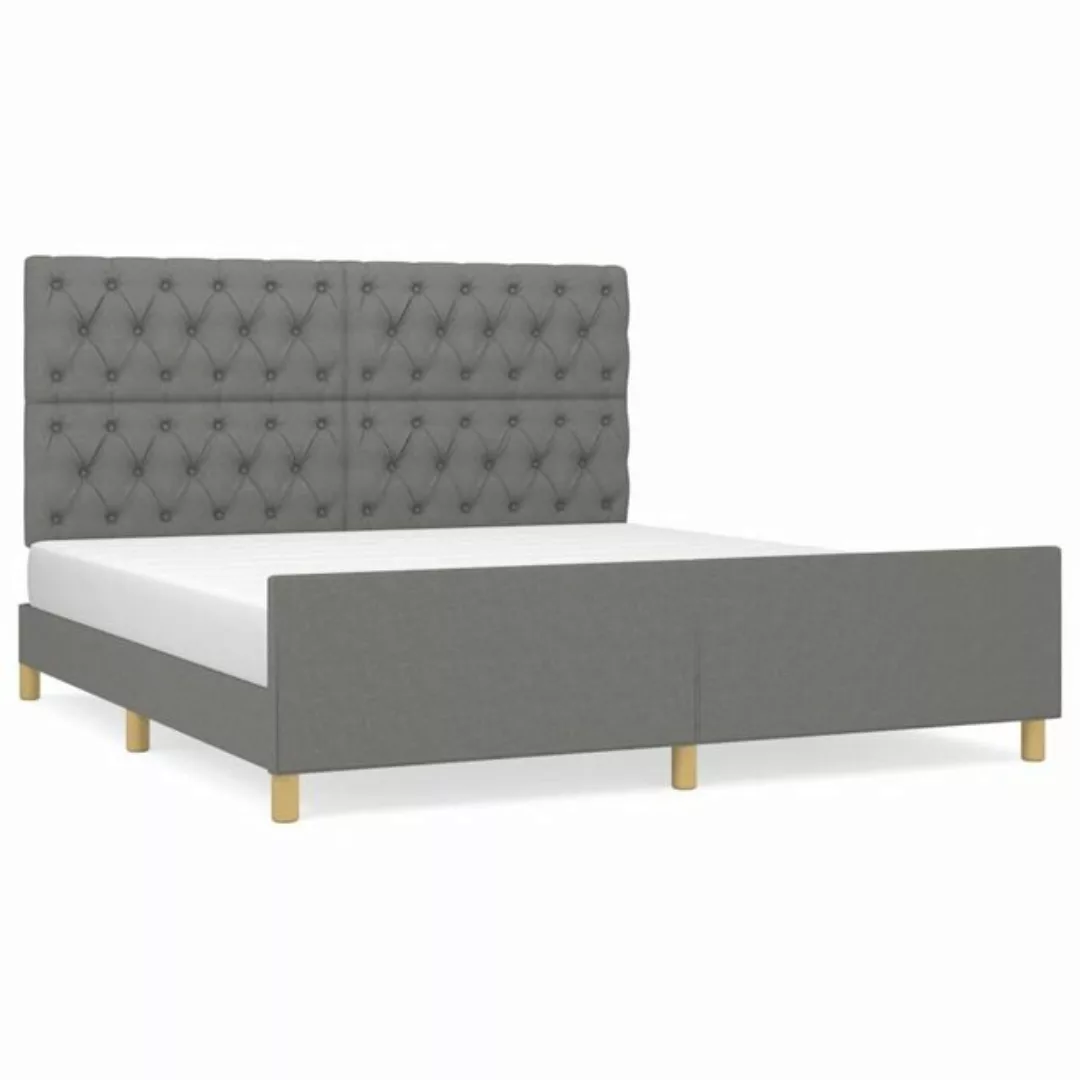 furnicato Bett Bettgestell mit Kopfteil Dunkelgrau 160x200 cm Stoff günstig online kaufen