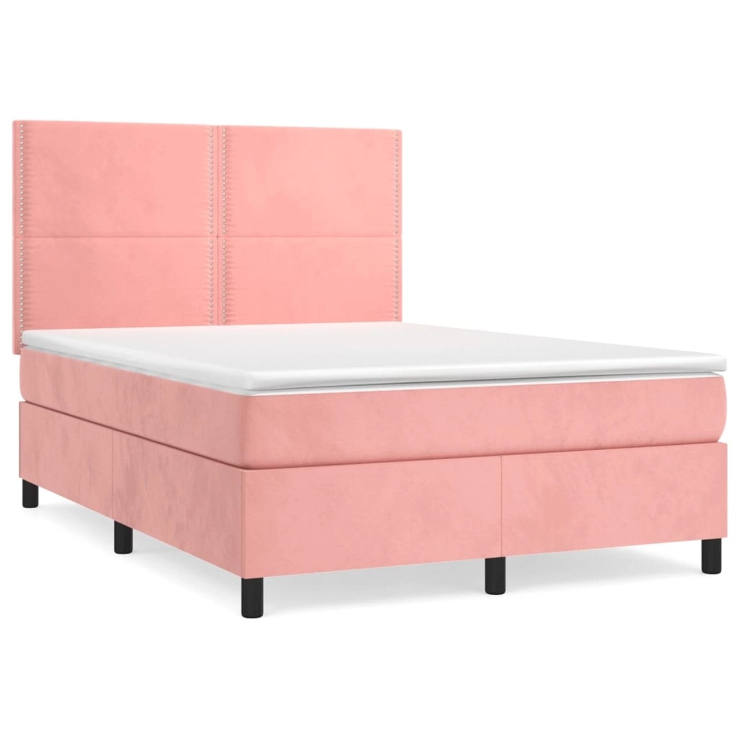 vidaXL Boxspringbett mit Matratze Rosa 140x200 cm Samt1348980 günstig online kaufen