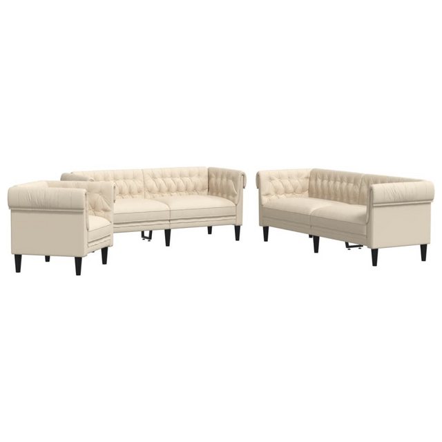 vidaXL Sofa 3-tlg. Sofagarnitur Creme Stoff günstig online kaufen