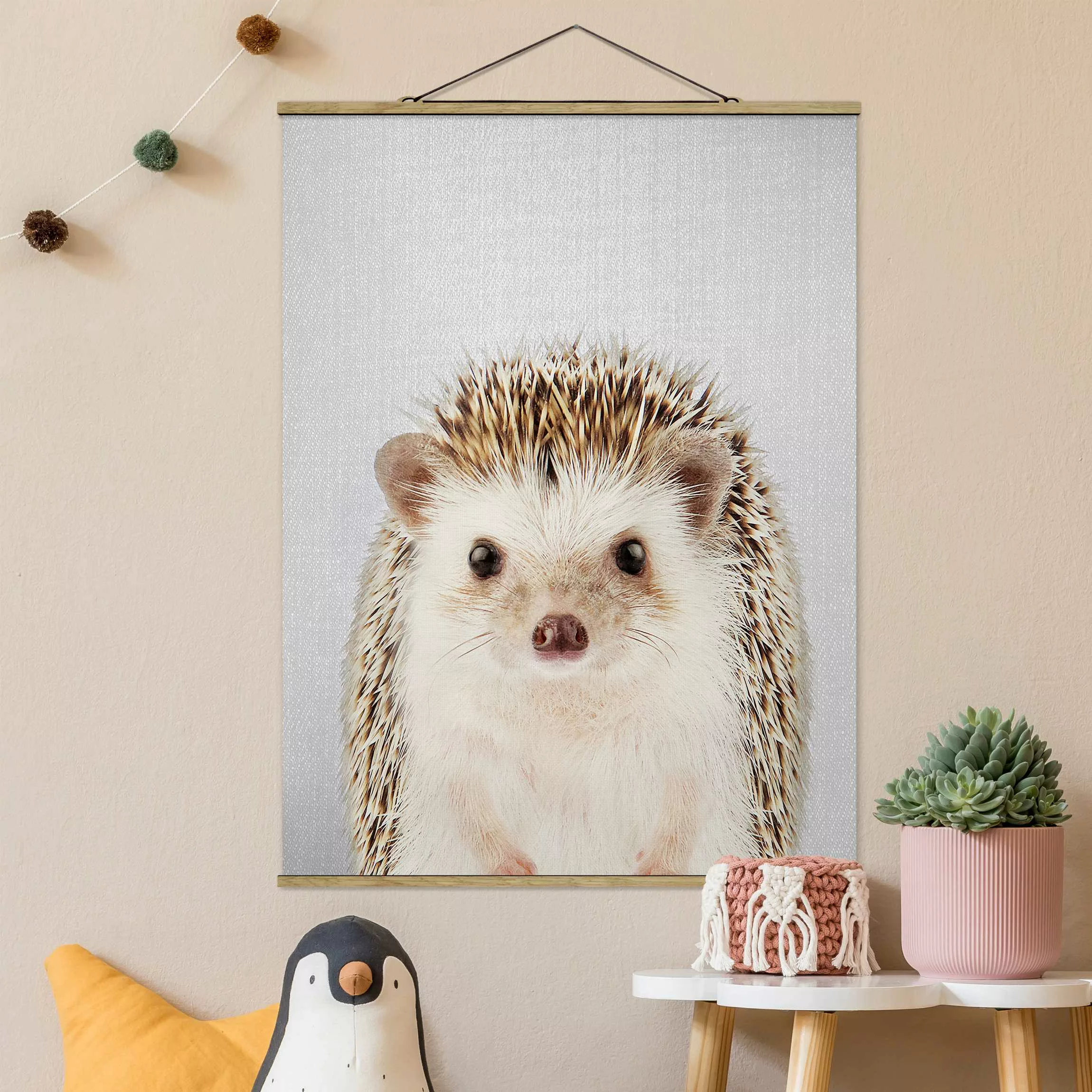 Stoffbild mit Posterleisten Igel Ingolf günstig online kaufen