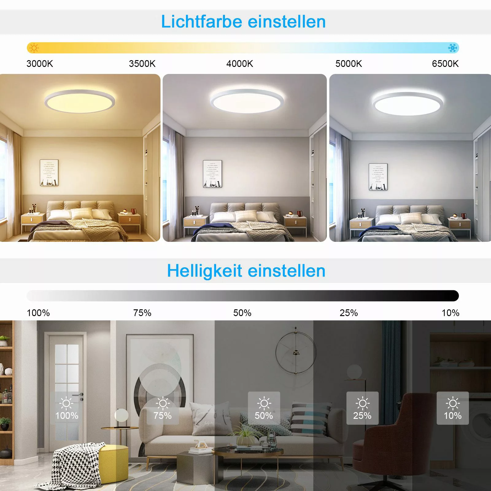 Oraymin Deckenleuchte mit Fernbedienung, 24W Deckenlampe günstig online kaufen