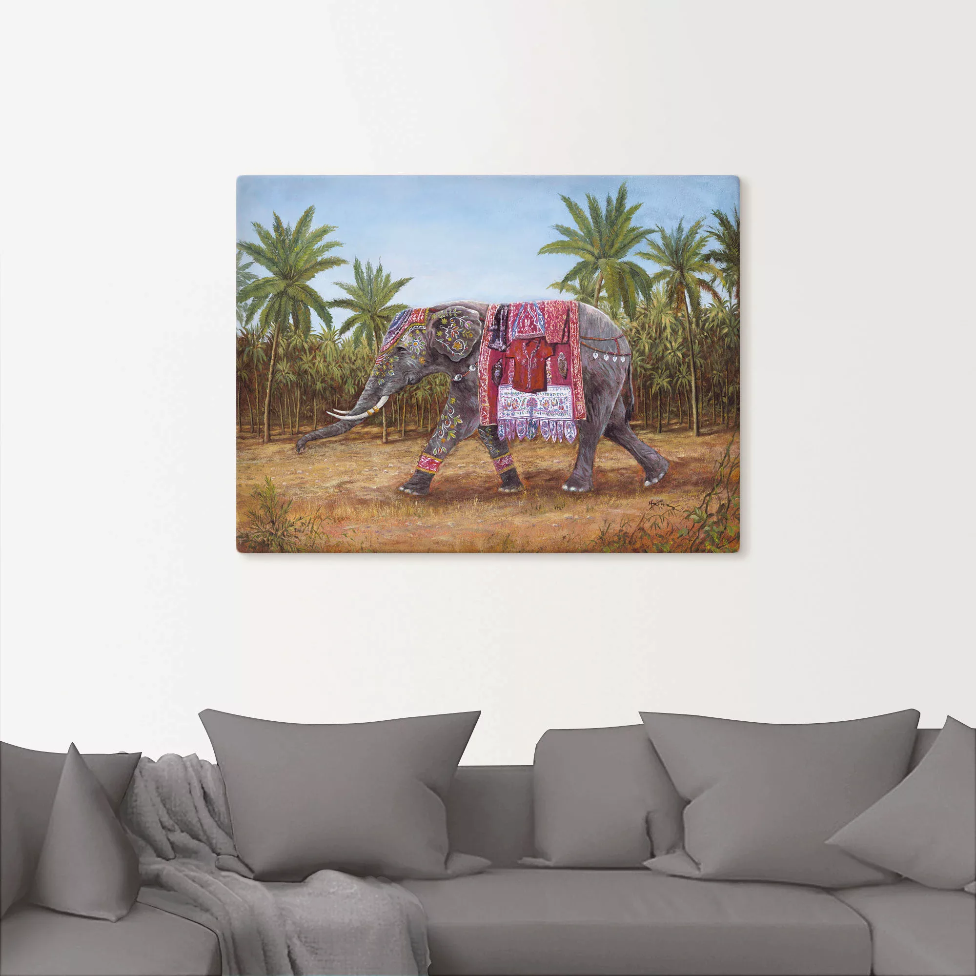 Artland Wandbild "Indischer Elefant", Wildtiere, (1 St.), als Leinwandbild, günstig online kaufen