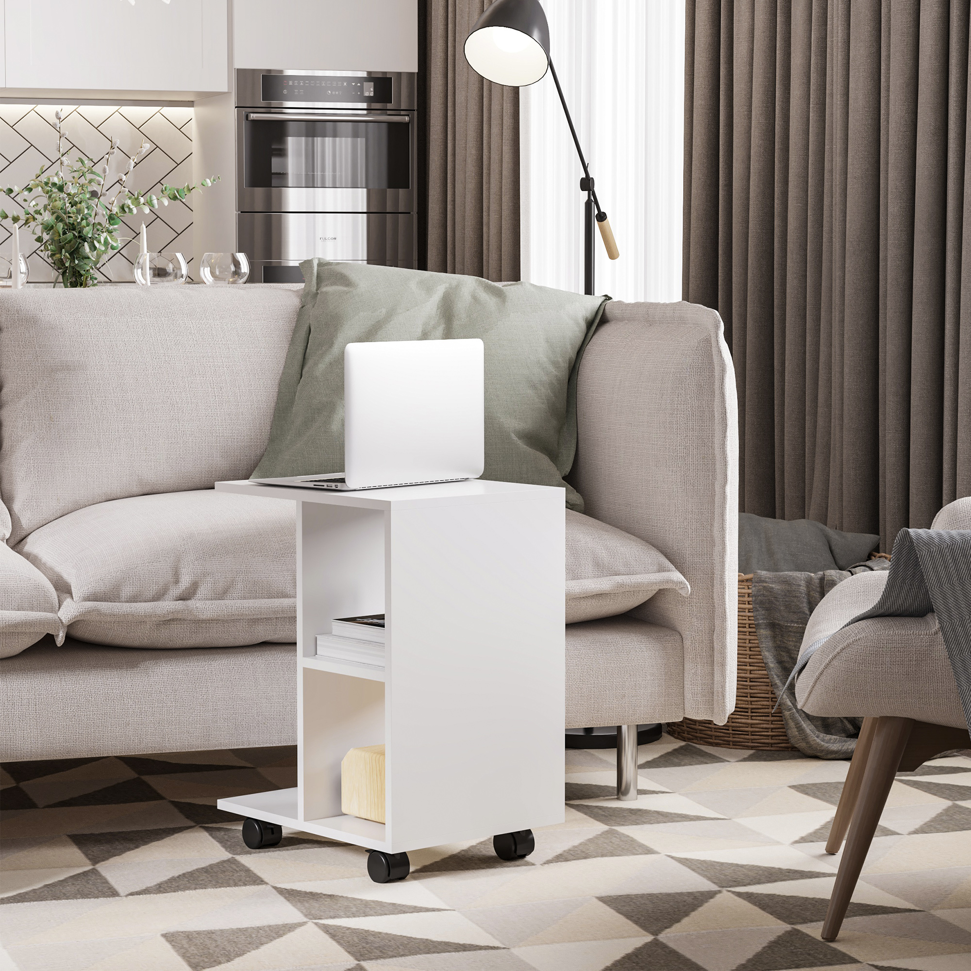HOMCOM Beistelltisch in C-Form, Kaffeetisch, Couchtisch, Standtisch, Ecksch günstig online kaufen