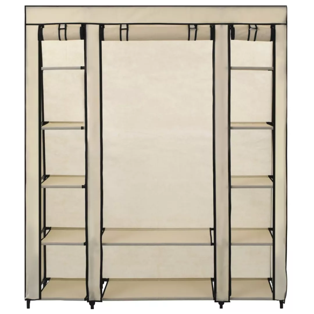 vidaXL Kleiderschrank Stoffschrank mit Fächern Kleiderstangen Creme 150x45x günstig online kaufen