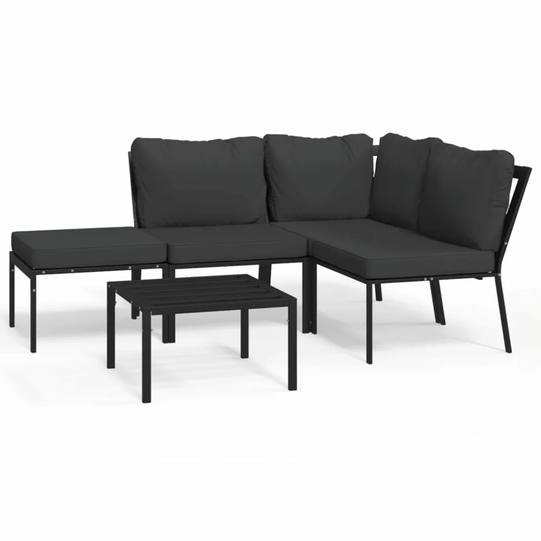 Vidaxl 5-tlg. Garten-lounge-set Mit Grauen Kissen Stahl günstig online kaufen