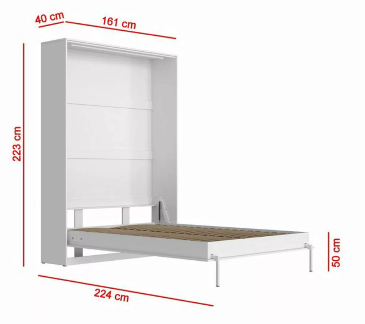 Laros-Living Schrankbett Vertikal Weiß 100/140/160 patentierte Gasdruckfede günstig online kaufen