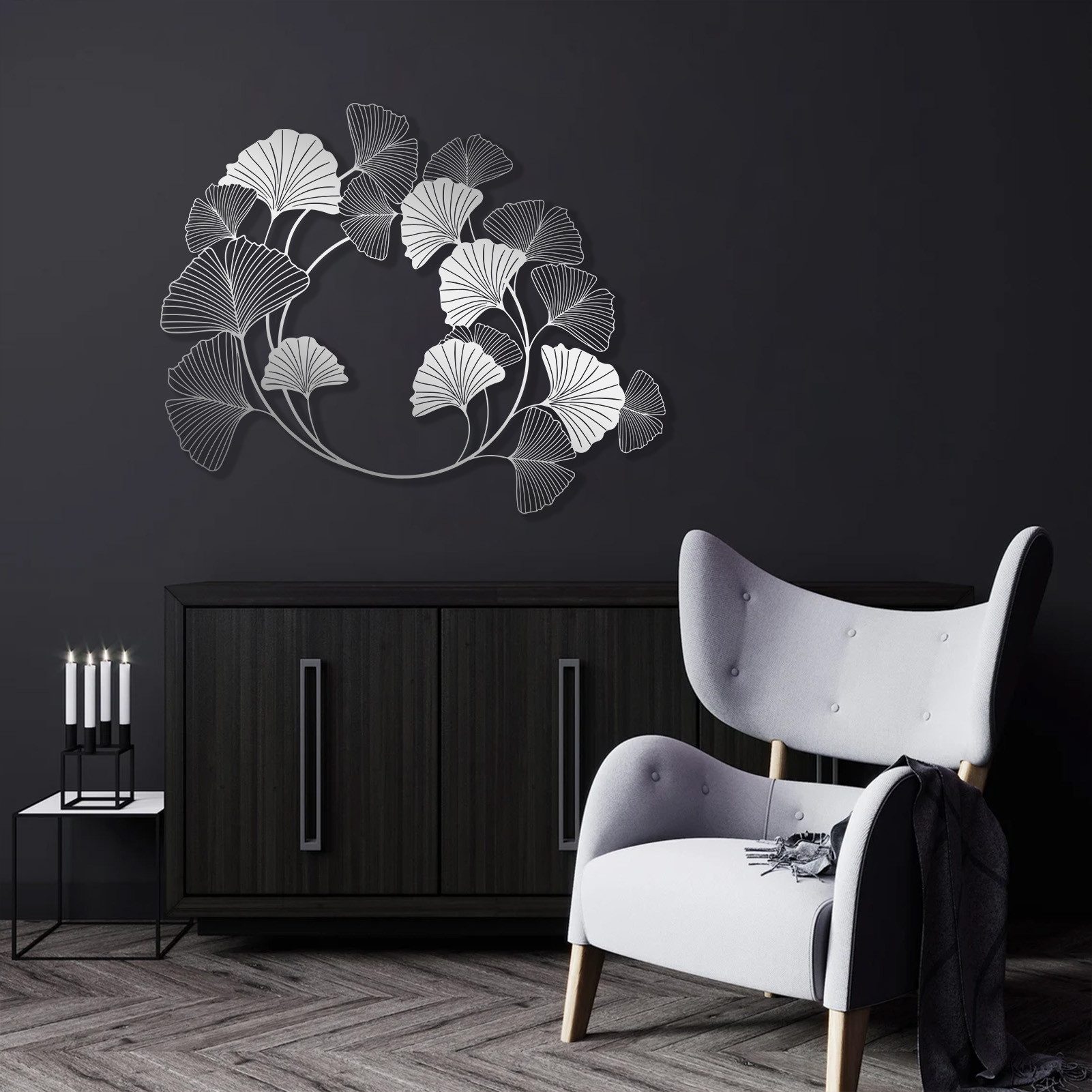 Jumpeak Wanddekoobjekt Dreidimensionaler Ginkgo biloba Metall günstig online kaufen
