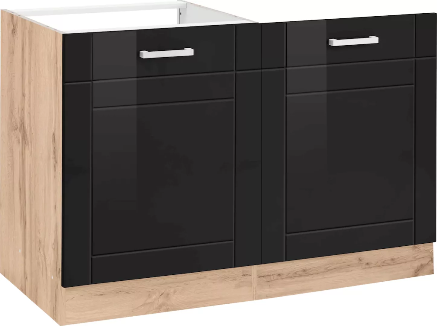 KOCHSTATION Spülenschrank "KS-Tinnum", 120 cm breit, MDF-Fronten, Metallgri günstig online kaufen