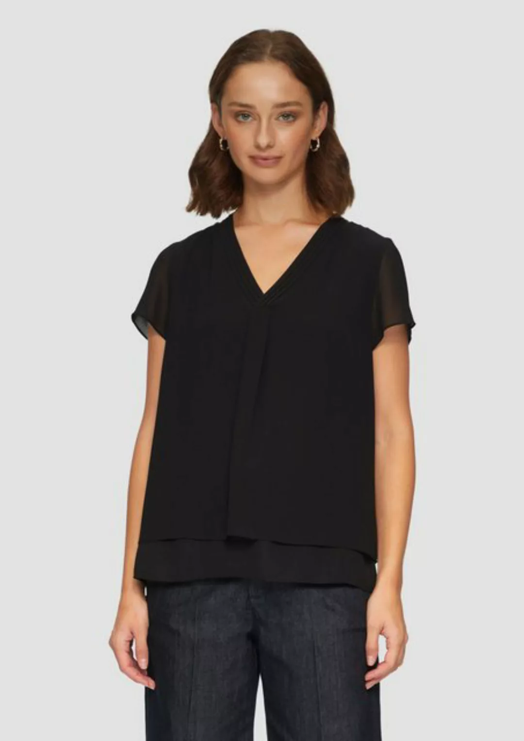 s.Oliver BLACK LABEL Kurzarmbluse Layering-Bluse aus Chiffon günstig online kaufen