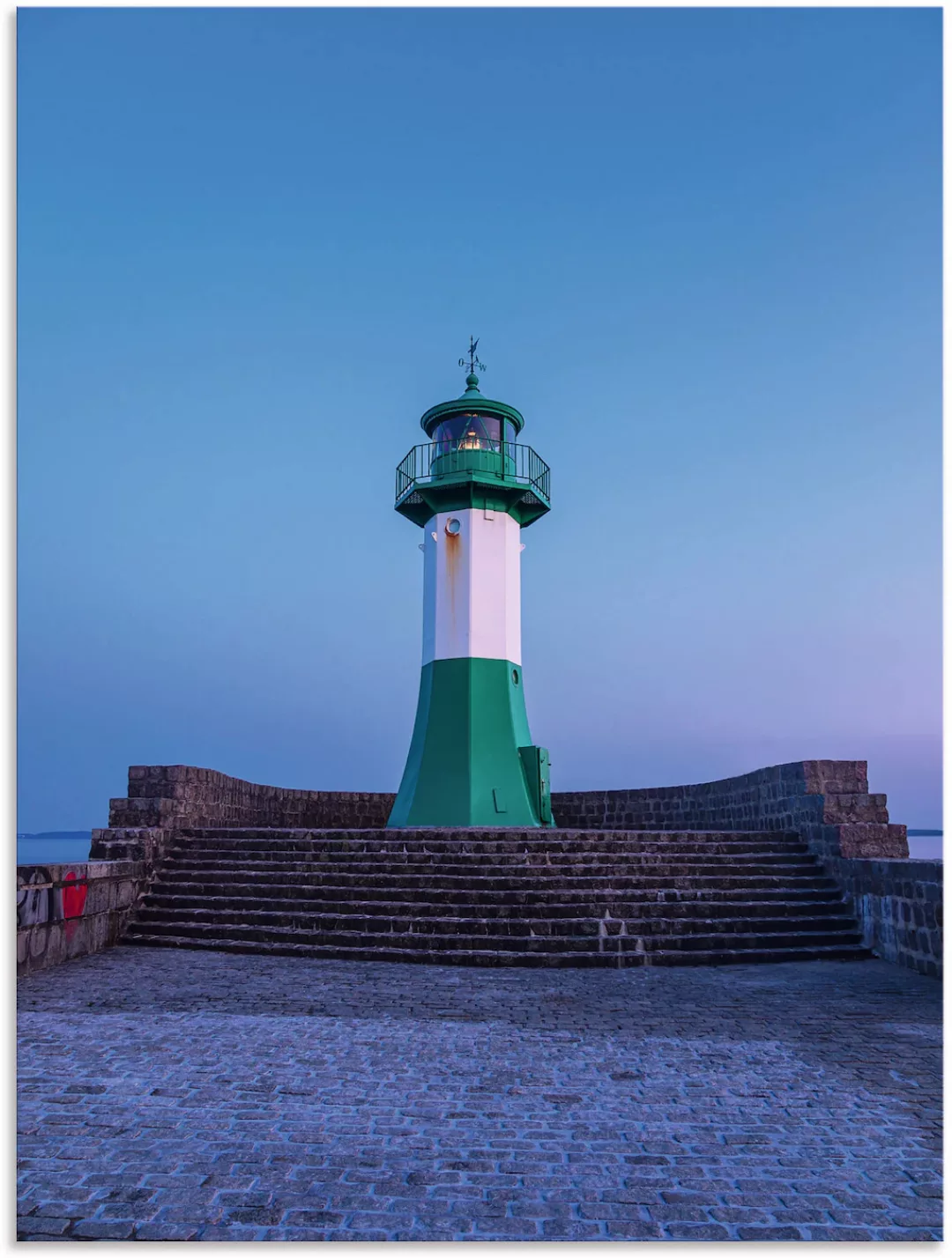 Artland Alu-Dibond-Druck "Leuchtturm auf der Mole von Sassnitz", Gebäude, ( günstig online kaufen