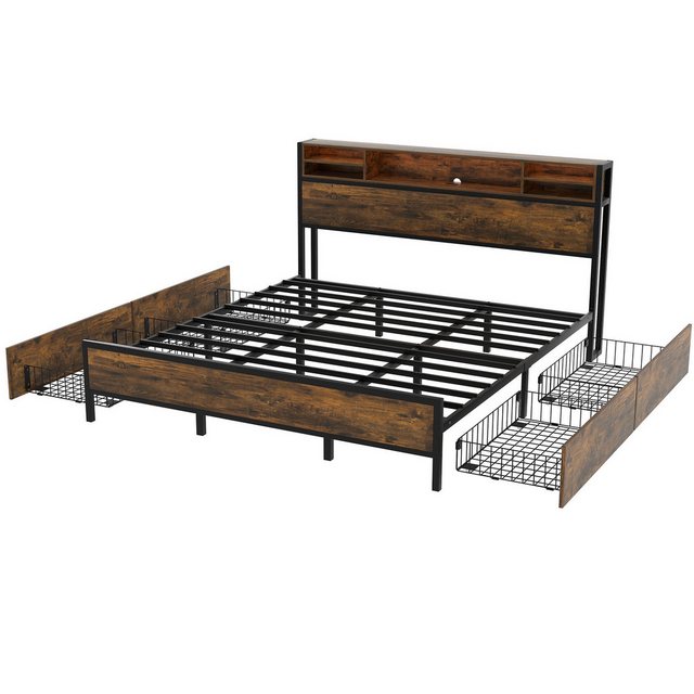 WISHDOR Metallbett Doppelbett Stauraumbett Kinderbett Jugendbett Gästebett günstig online kaufen