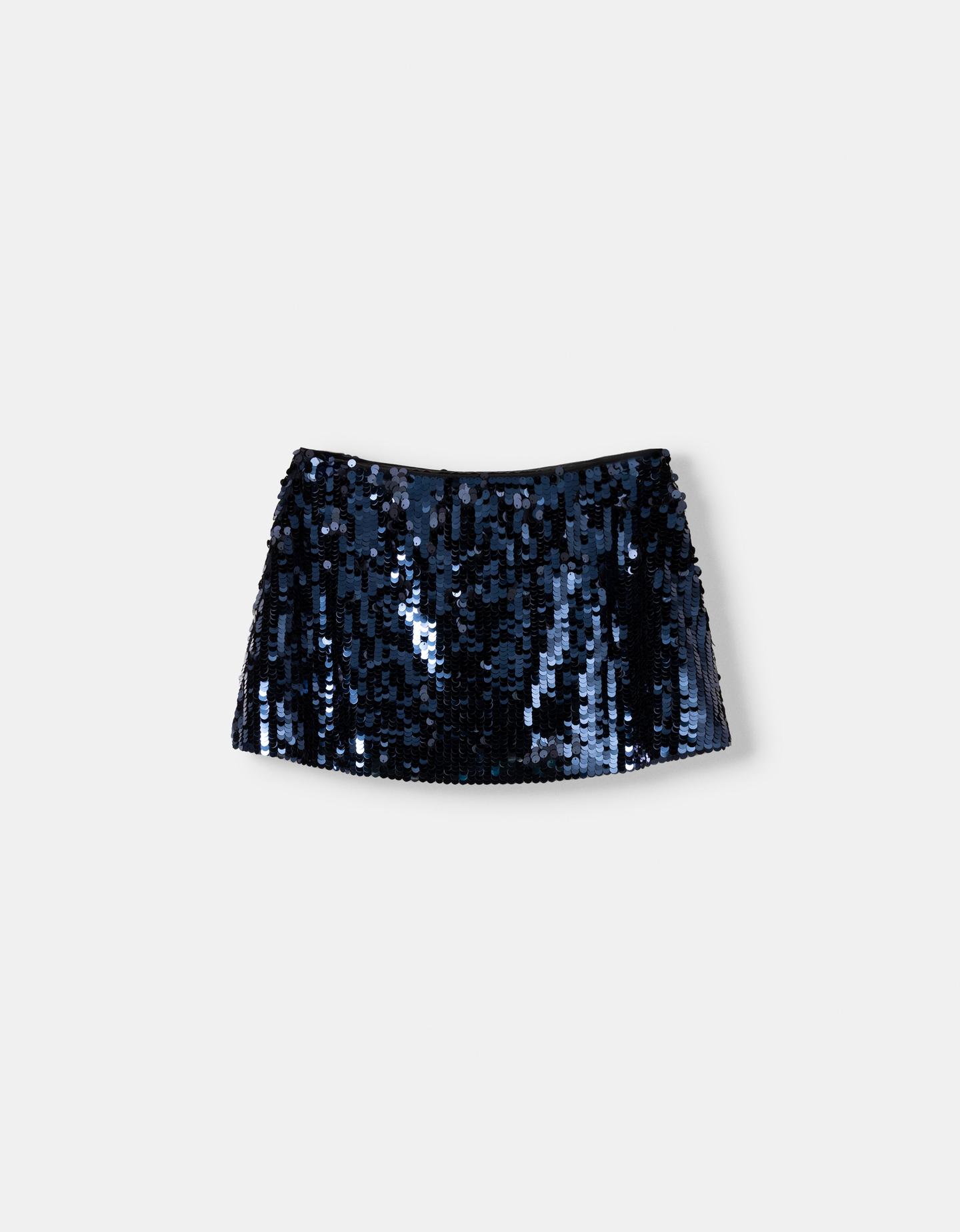 Bershka Minirock Mit Pailletten Damen L Blau günstig online kaufen