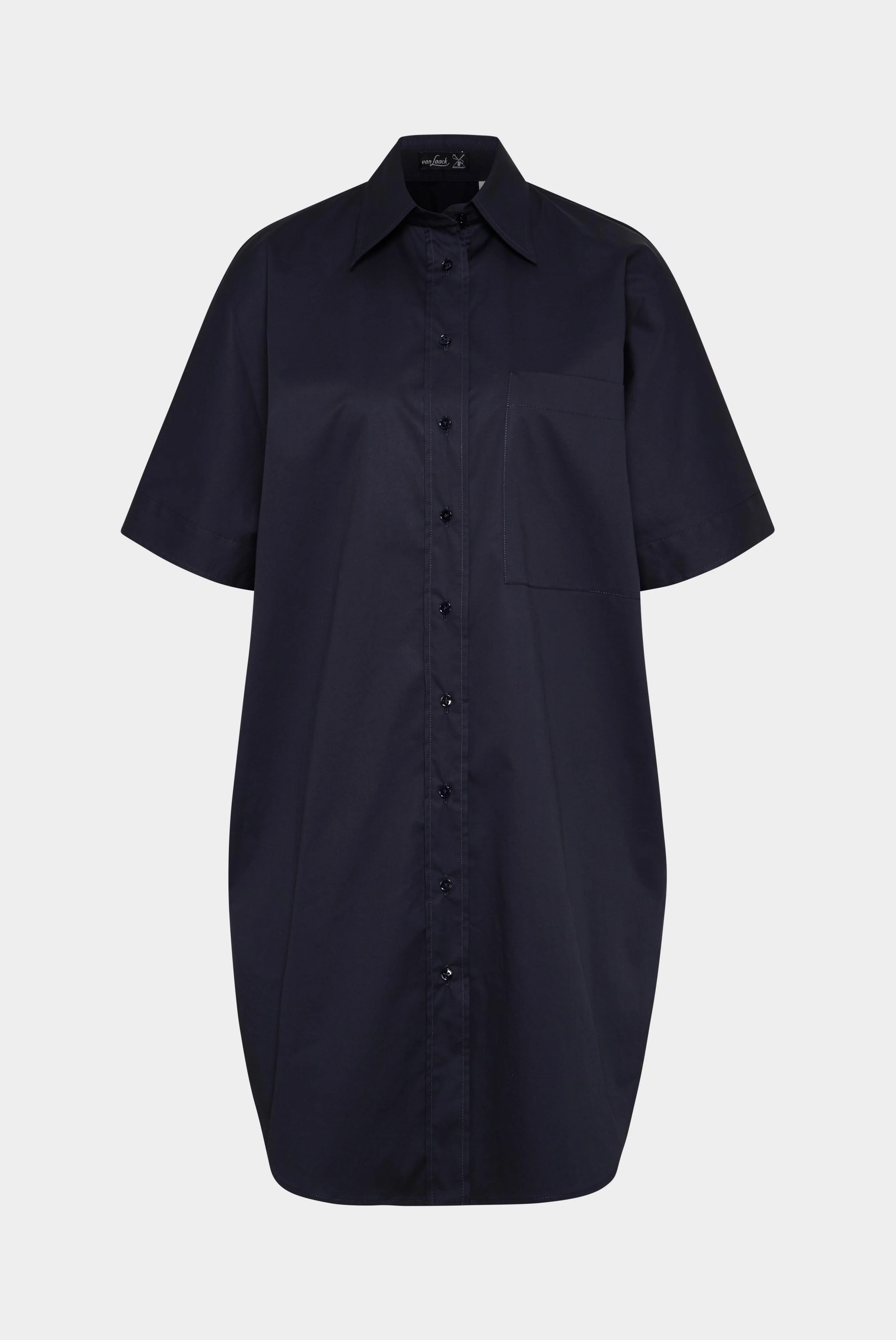 Mini-Hemdkleid aus glattem Baumwoll-Stretch Blau günstig online kaufen
